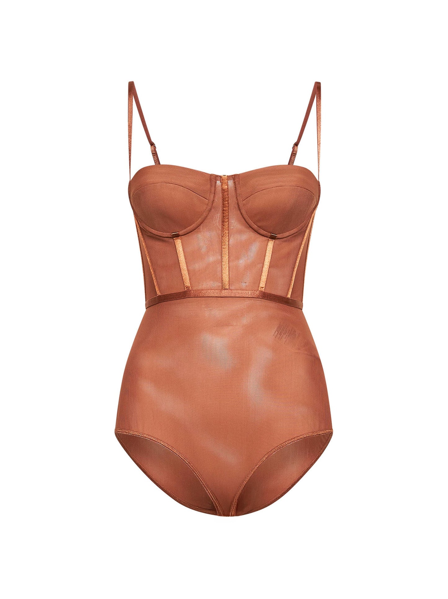 Zimmermann Women Tan Stretch Mesh Rebellion Corset Bodysuit ZIMMERMANN