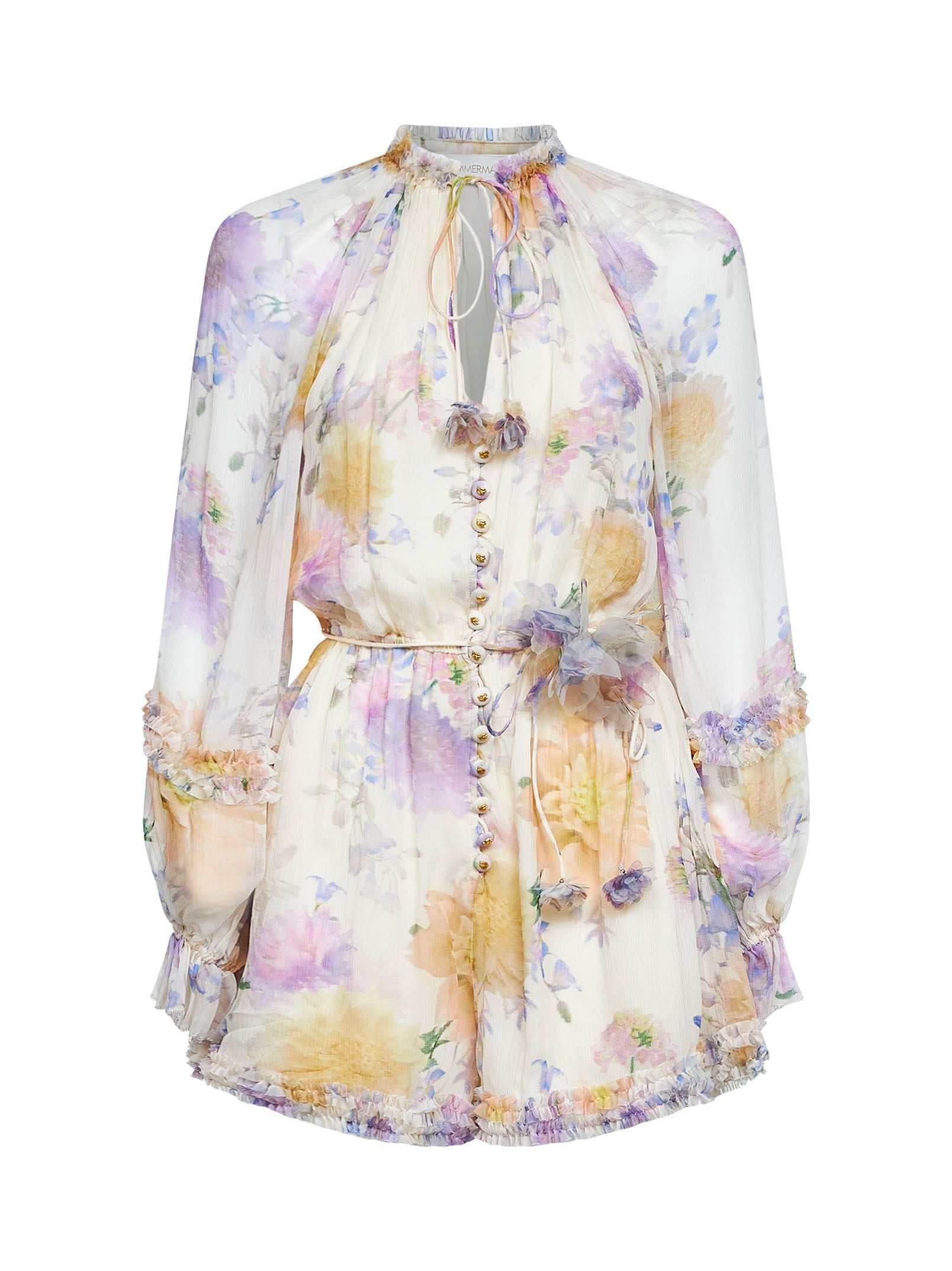 Zimmermann Women Cream Dahlia-Print Viscose Luna Playsuit ZIMMERMANN