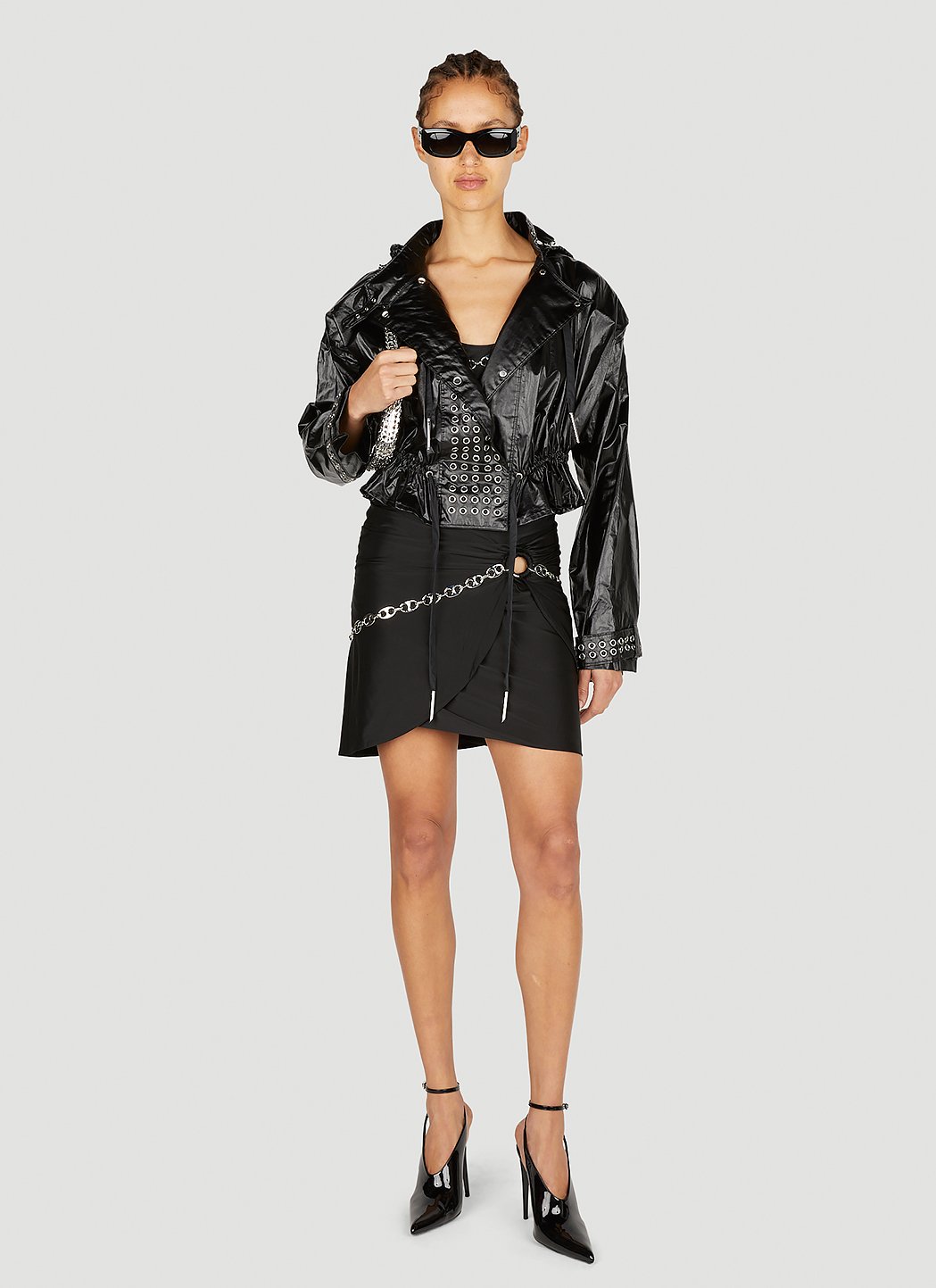 Rabanne Women Eyelet Biker Jacket PACO RABANNE