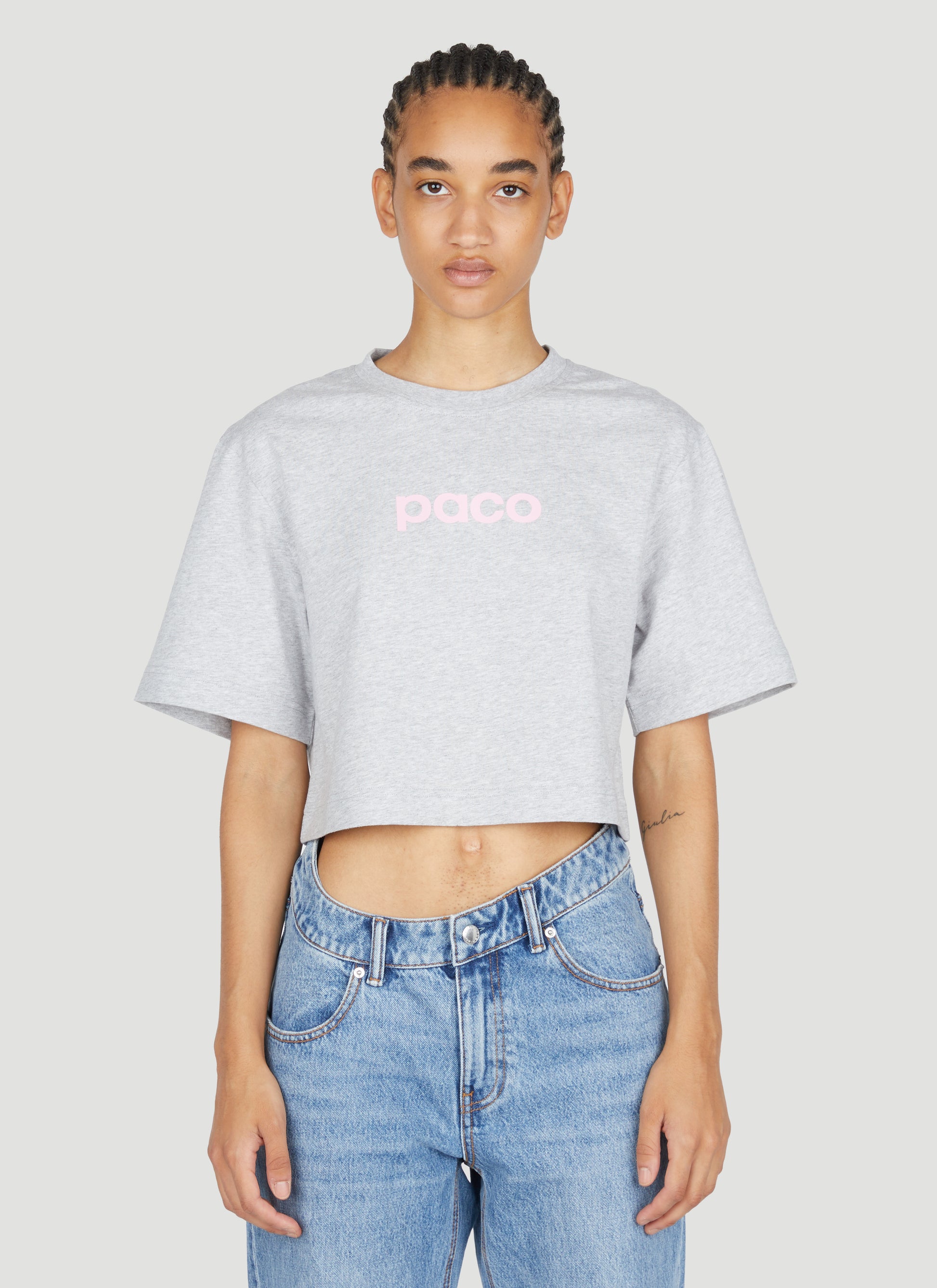 Rabanne Women Logo Print Cropped T-Shirt PACO RABANNE