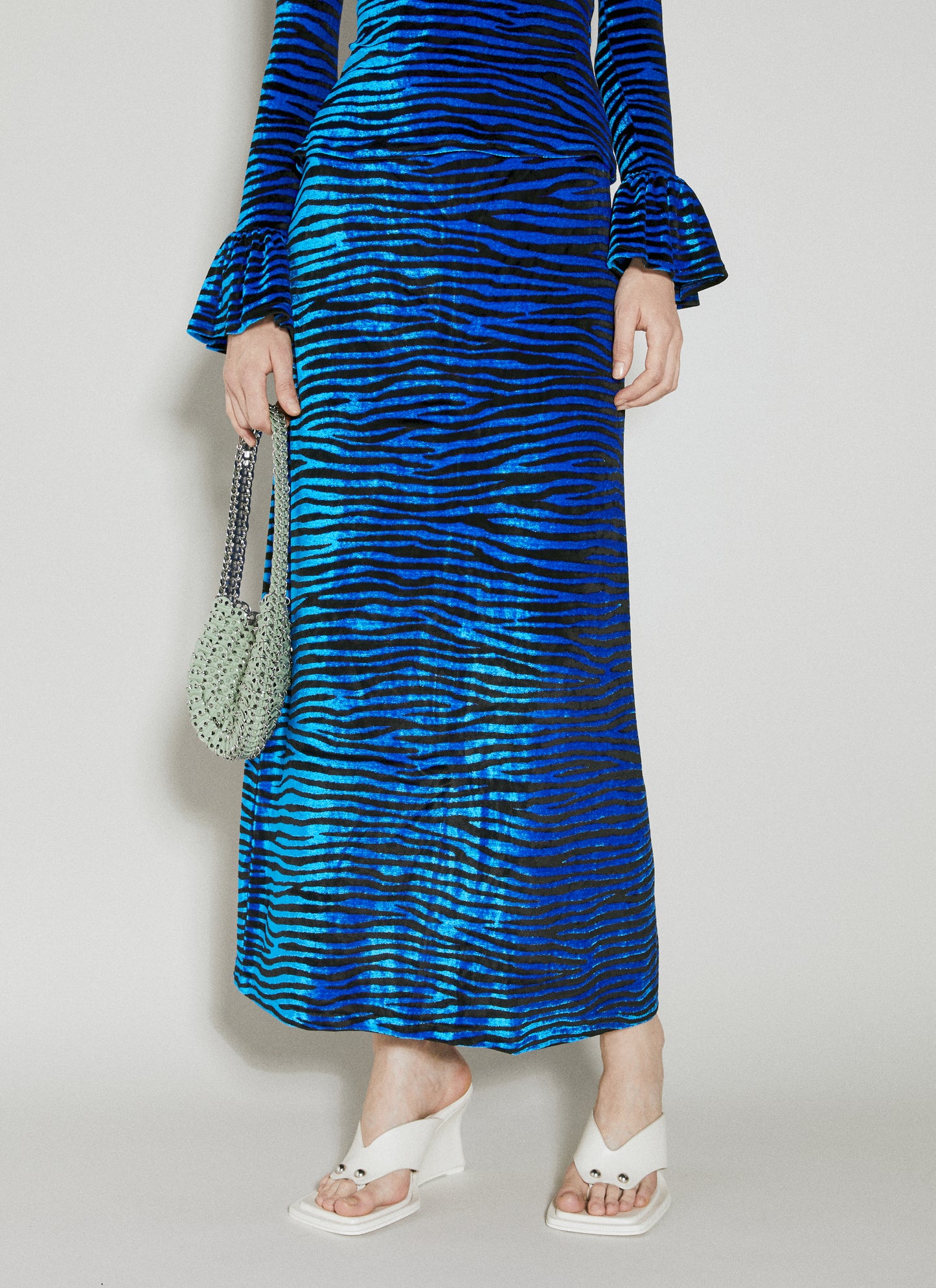 Rabanne Women Velvet Zebra Print Skirt PACO RABANNE
