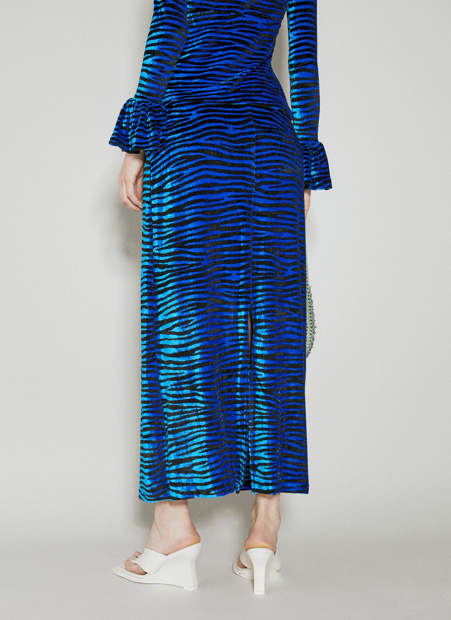 Rabanne Women Velvet Zebra Print Skirt PACO RABANNE