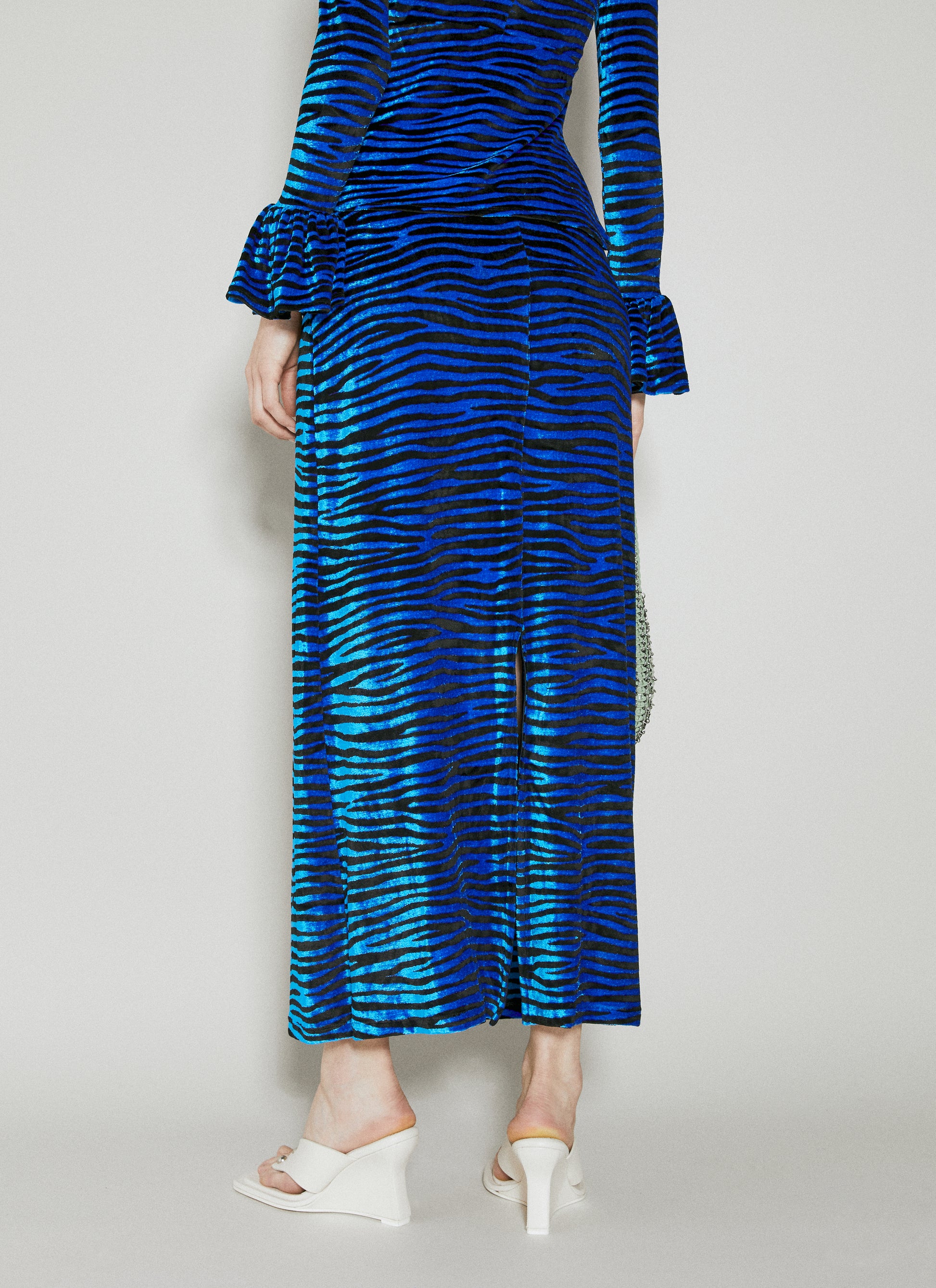Rabanne Women Velvet Zebra Print Skirt PACO RABANNE