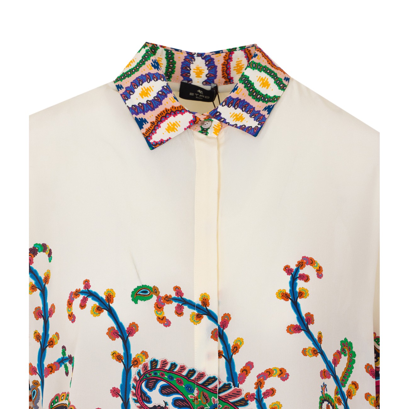 Etro Women Paisley Floral Placed Print Silk Long Shirt ETRO