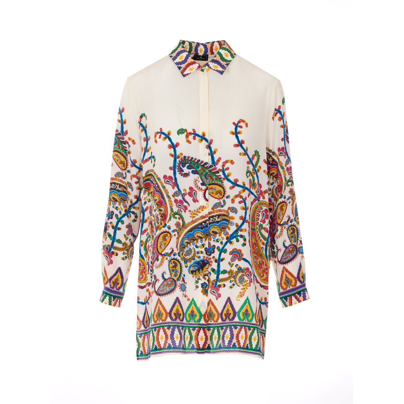 Etro Women Paisley Floral Placed Print Silk Long Shirt ETRO