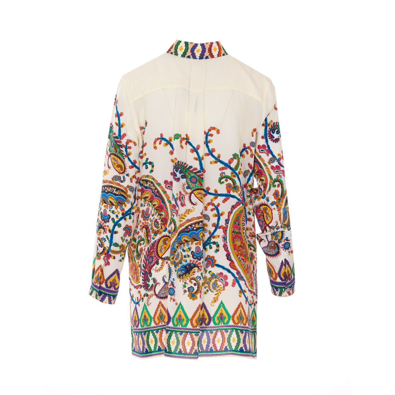Etro Women Paisley Floral Placed Print Silk Long Shirt ETRO