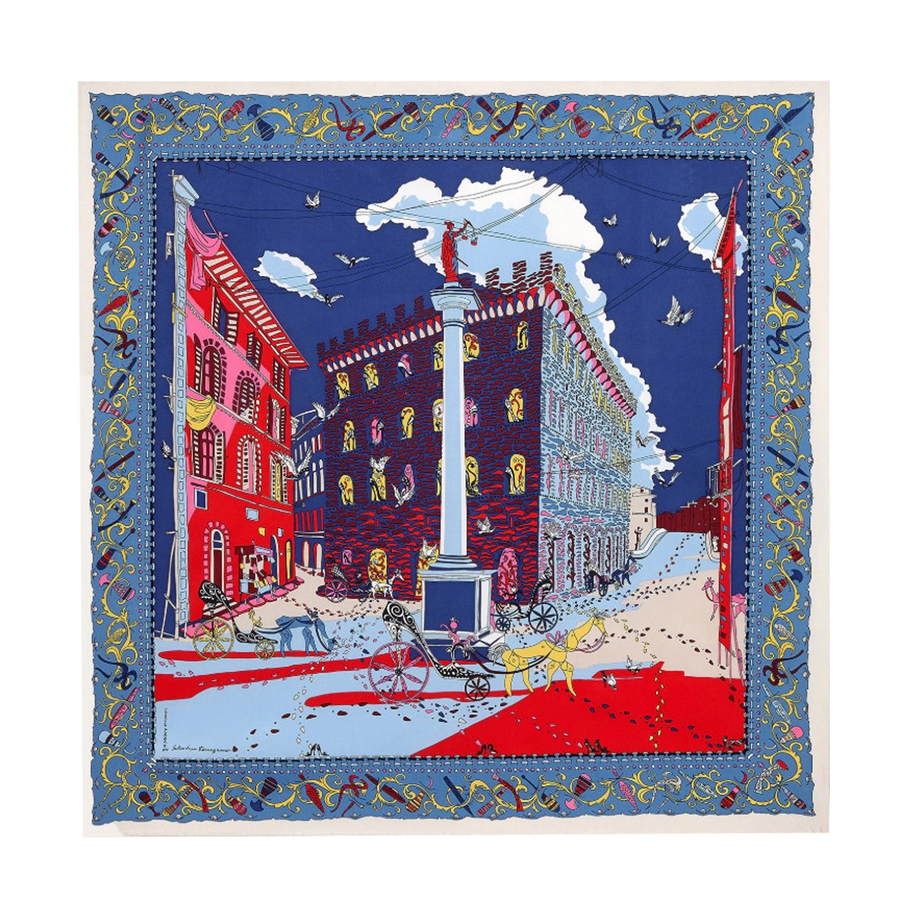 Ferragamo Women Palazzo Spini Feroni Print Silk Foulard FERRAGAMO