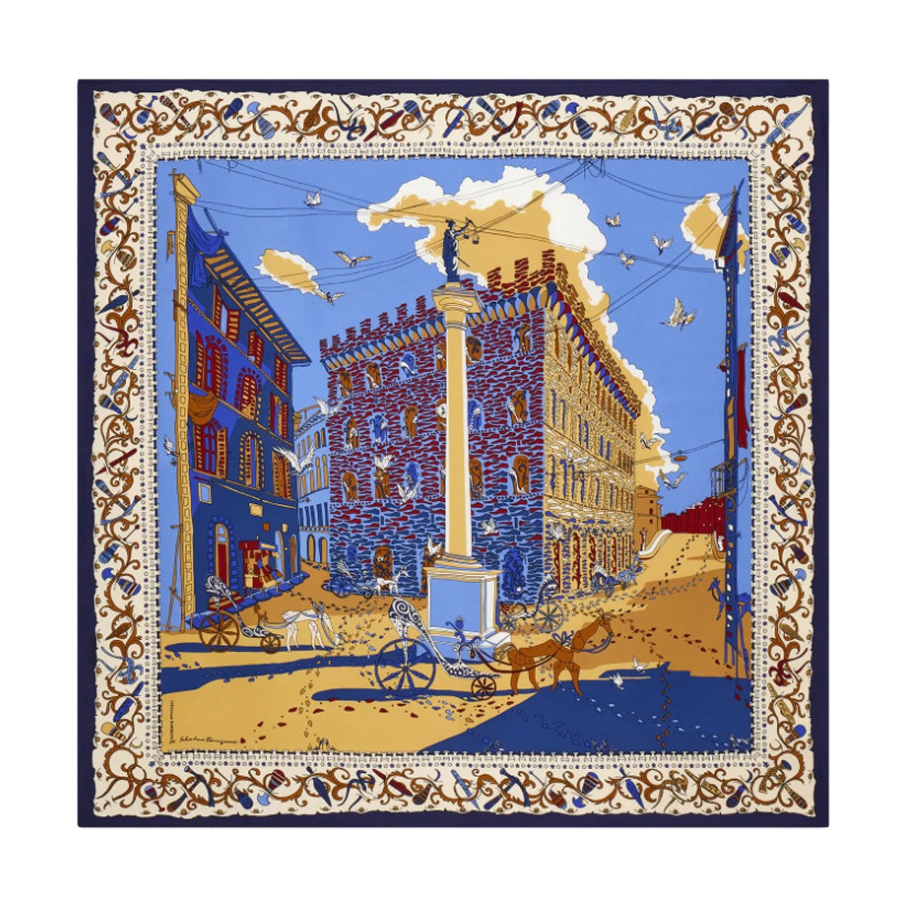 Ferragamo Women Palazzo Spini Feroni Print Silk Foulard FERRAGAMO