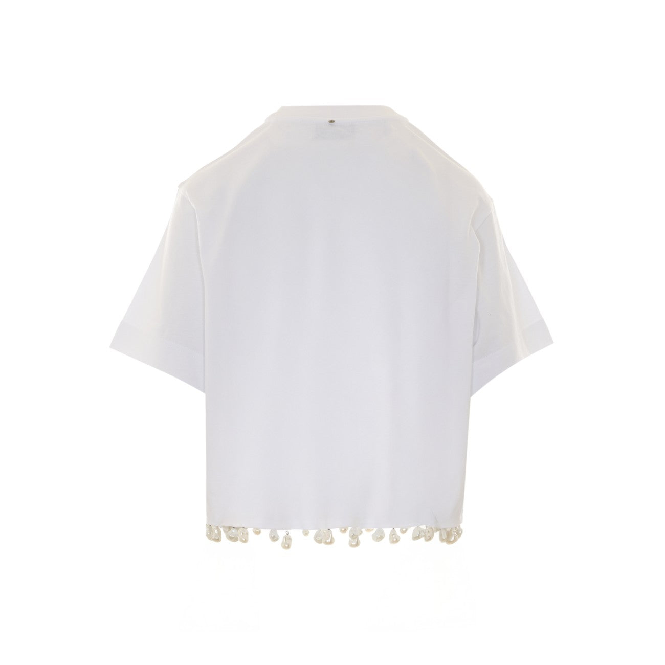 Sportmax Women Palmas Crop T-Shirt With Embroidered Pearls SPORTMAX