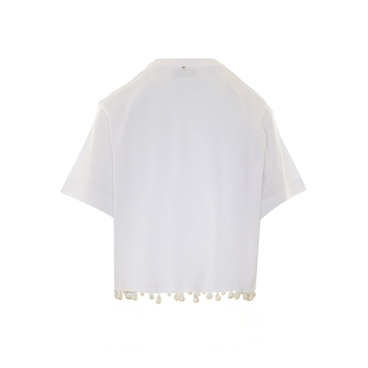 Sportmax Women Palmas Crop T-Shirt With Embroidered Pearls SPORTMAX
