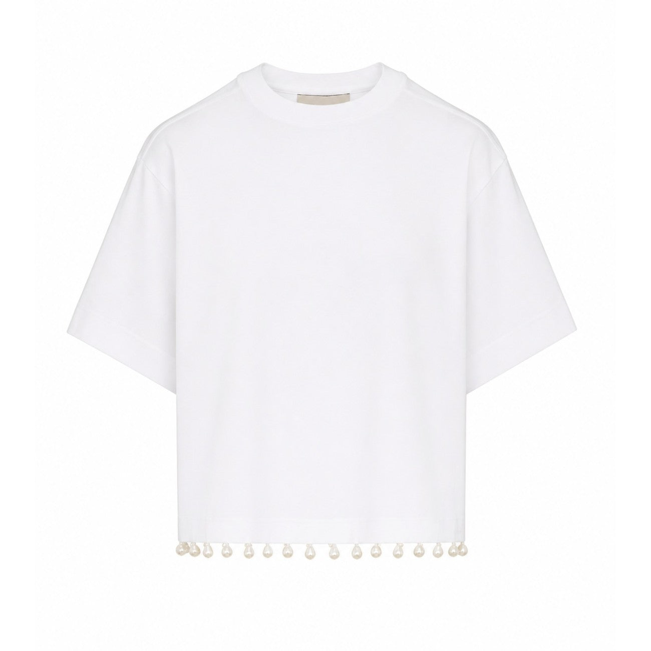 Sportmax Women Palmas Crop T-Shirt With Embroidered Pearls SPORTMAX