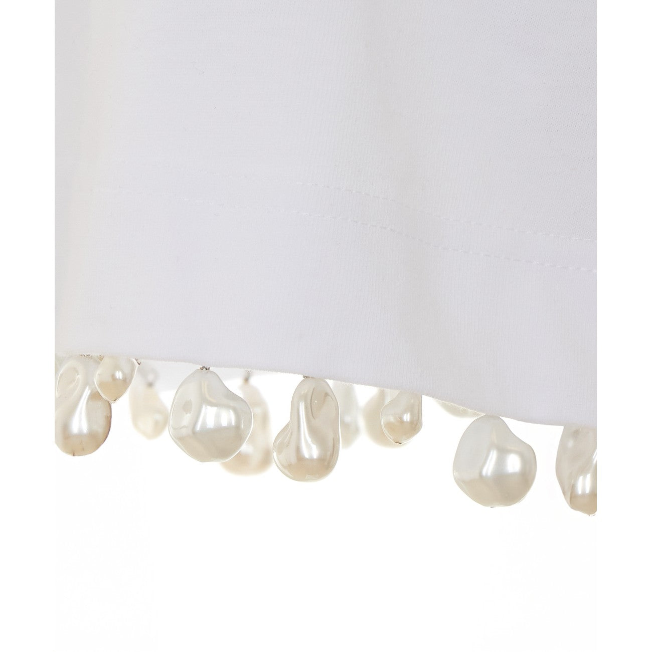 Sportmax Women Palmas Crop T-Shirt With Embroidered Pearls SPORTMAX