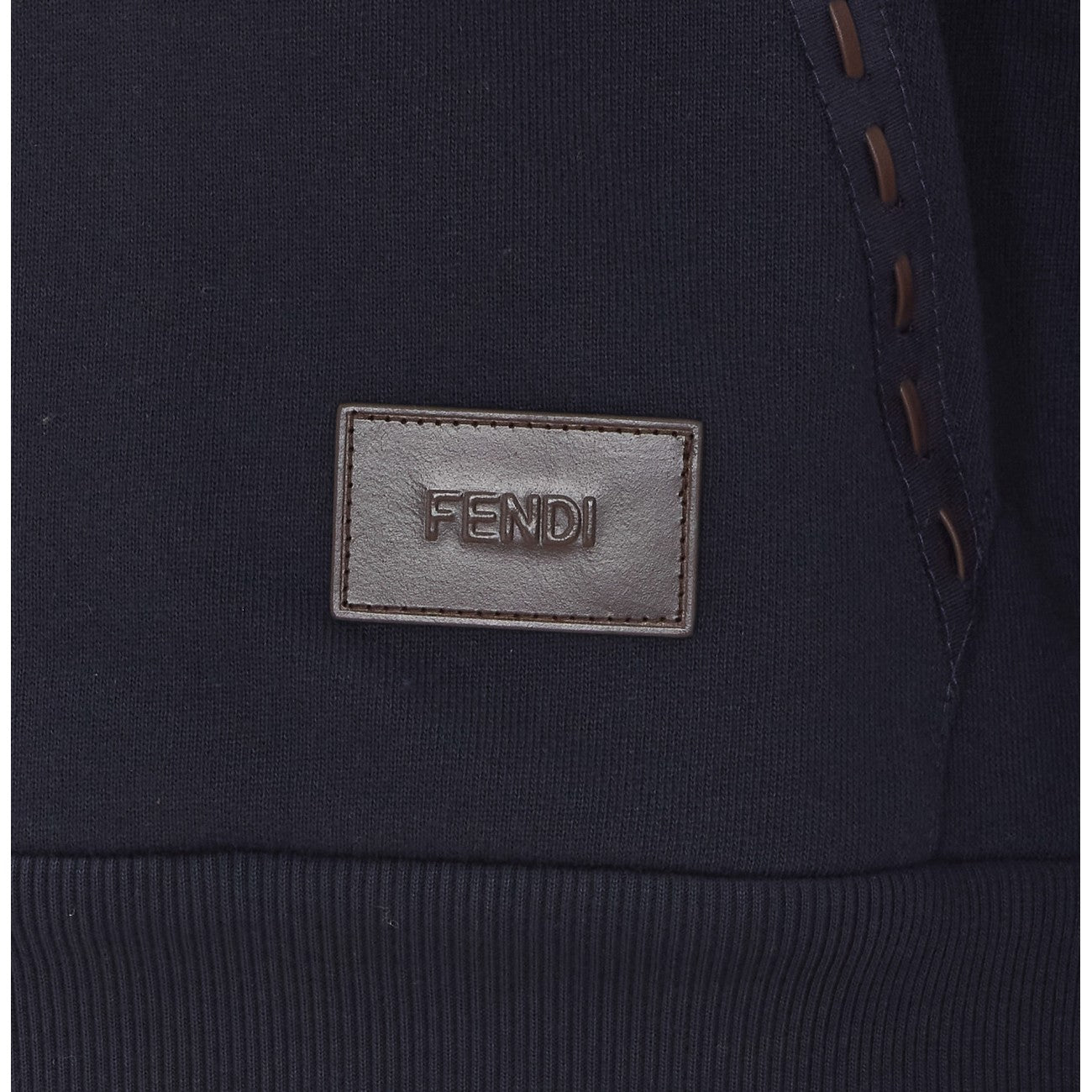 Fendi Men Patch Fendi Zip Up Hoodie With Selleria Stitching FENDI