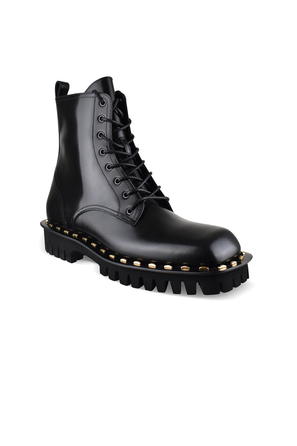 Balmain Men Patent Leather Ankle Boots With Studs BALMAIN
