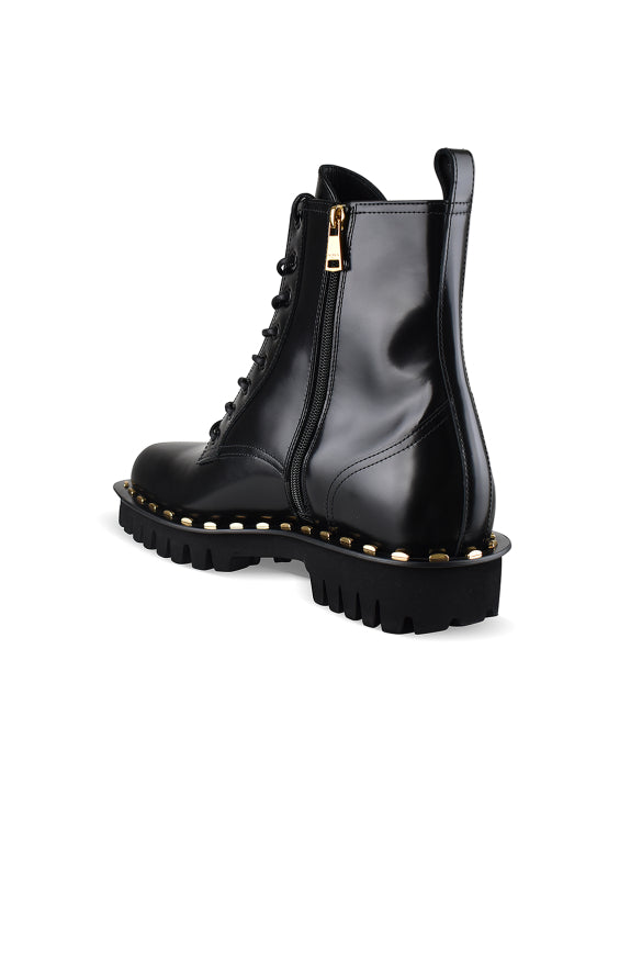 Balmain Men Patent Leather Ankle Boots With Studs BALMAIN