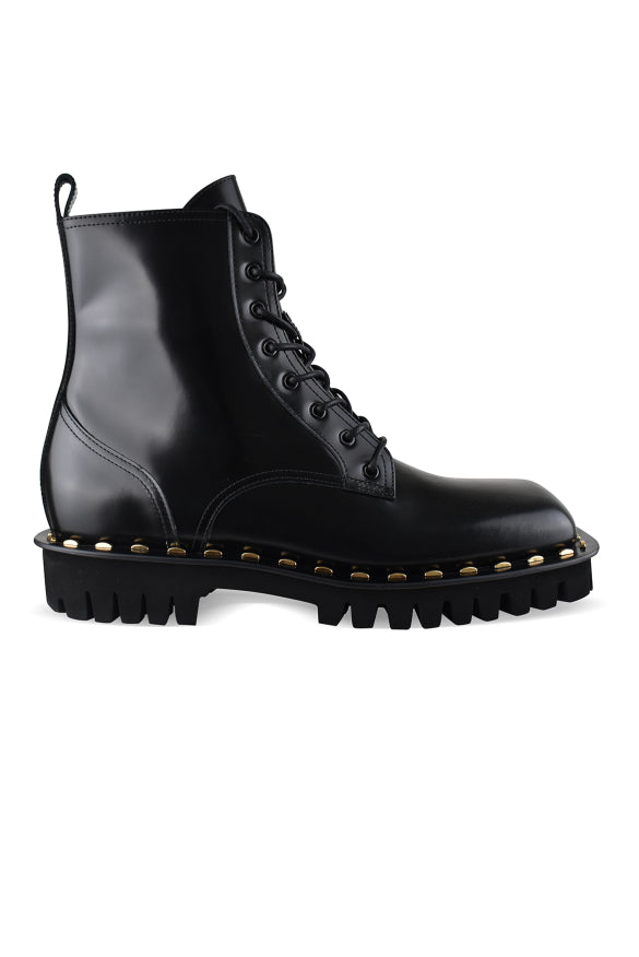 Balmain Men Patent Leather Ankle Boots With Studs BALMAIN