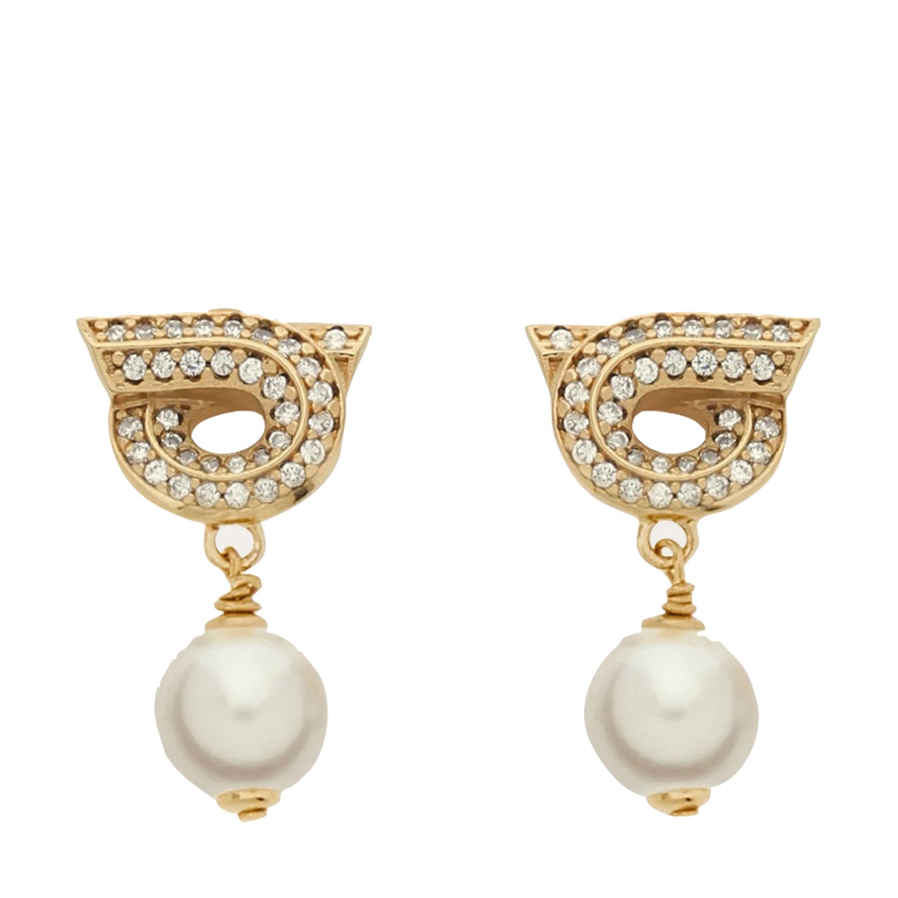 Ferragamo Women Pearl And Crystals Gancini Earrings FERRAGAMO