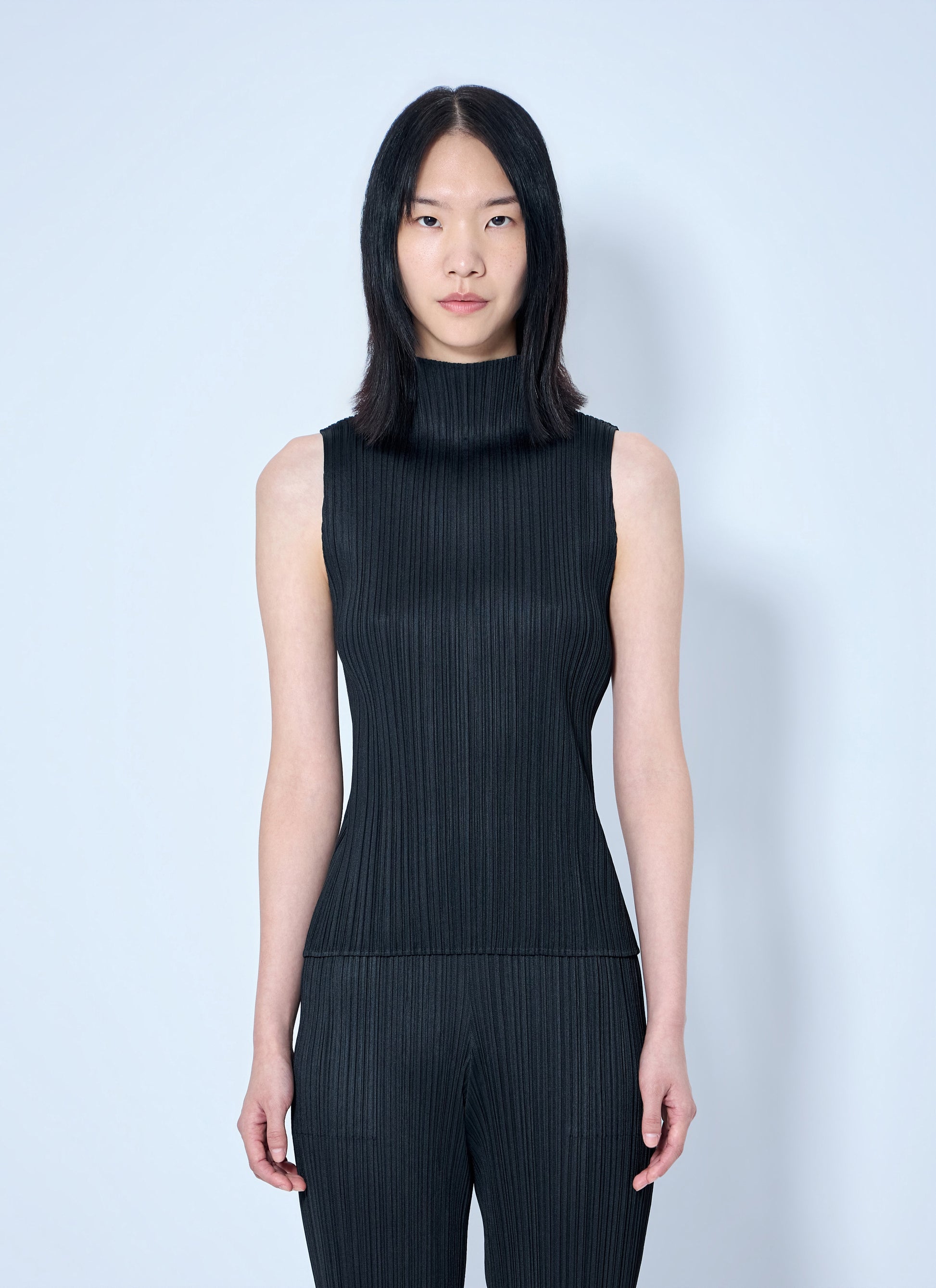 Pleats Please Issey Miyake Women Sleeveless Ribbed High-Neck Top PLEATS PLEASE ISSEY MIYAKE