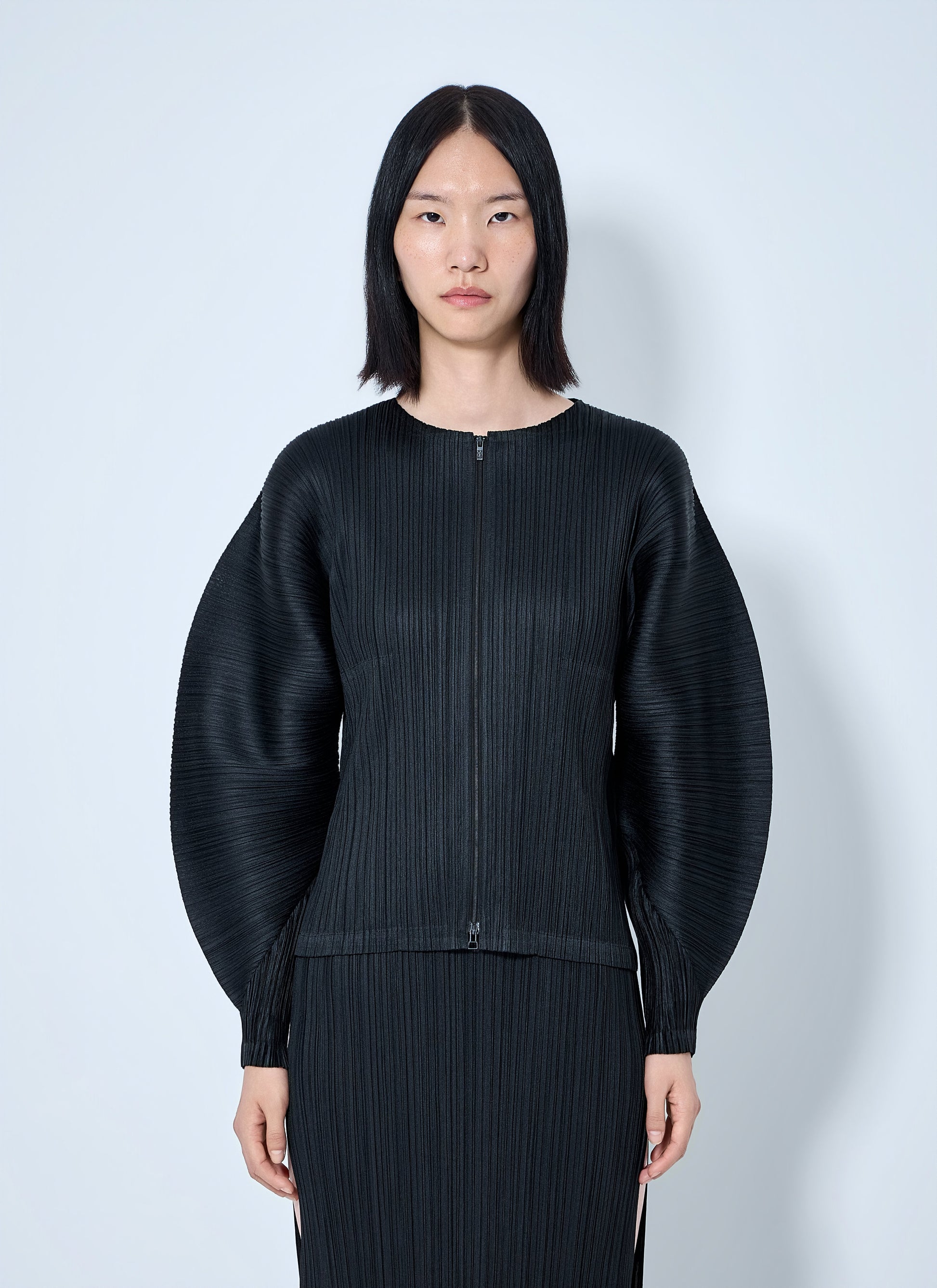 Pleats Please Issey Miyake Women Pleated Zip-Up Top PLEATS PLEASE ISSEY MIYAKE