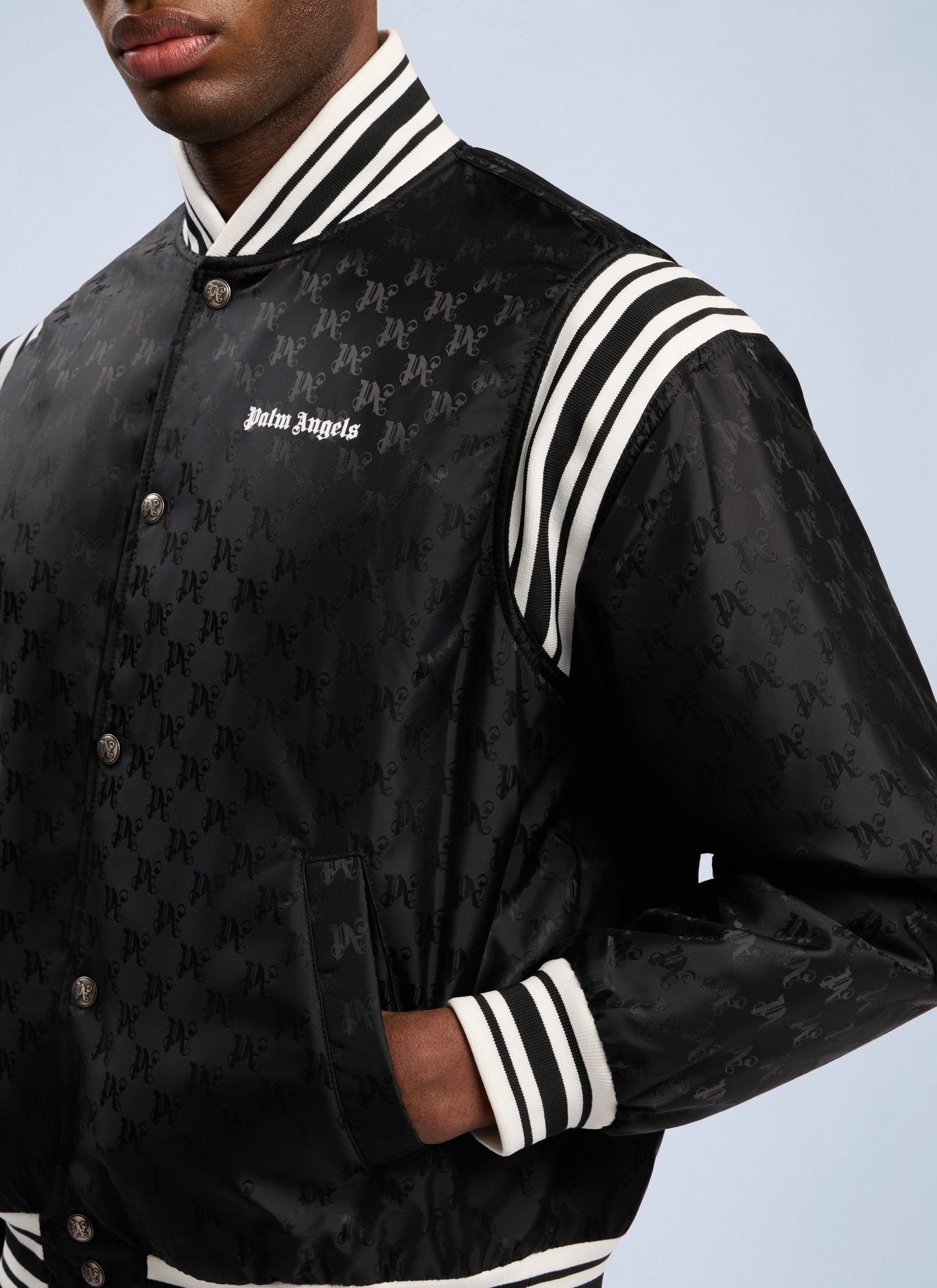 Palm Angels Men Monogram Jacquard Bomber Jacket PALM ANGELS