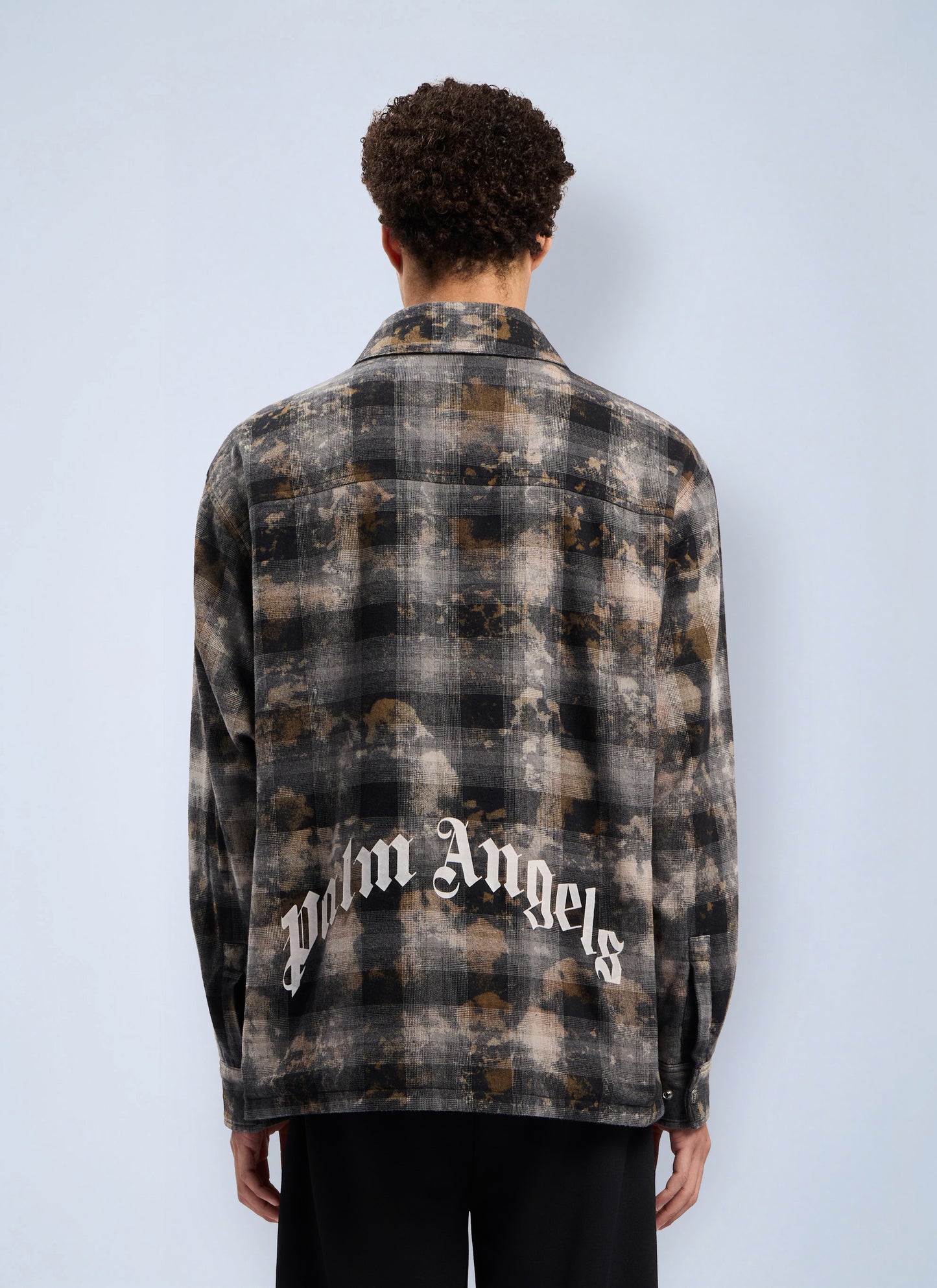Palm Angels Men Curved Logo Check Overshirt PALM ANGELS
