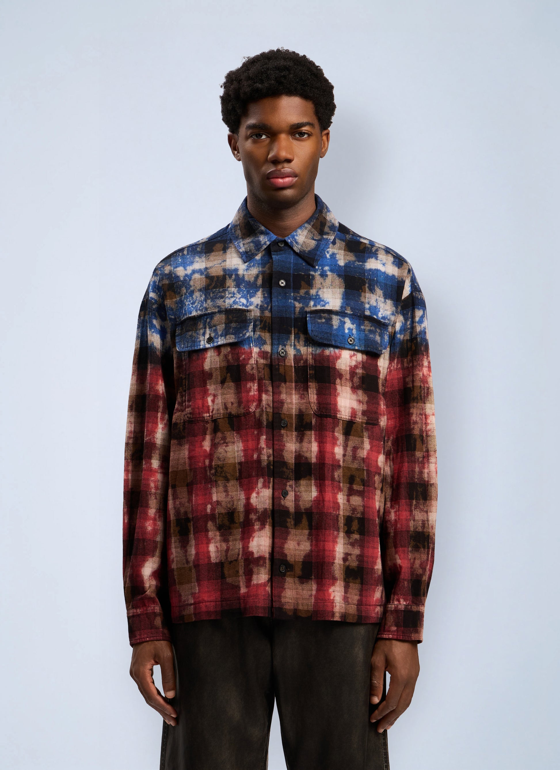 Palm Angels Men Curved Logo Check Shirt PALM ANGELS