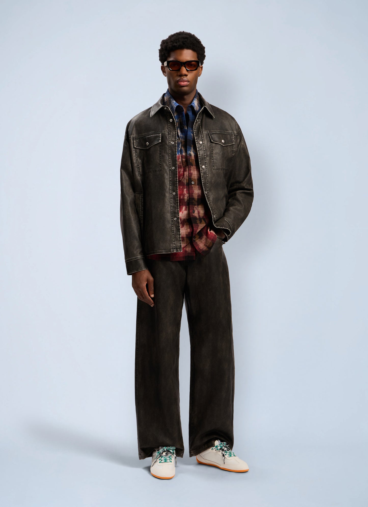 Palm Angels Men Curved Logo Check Shirt PALM ANGELS