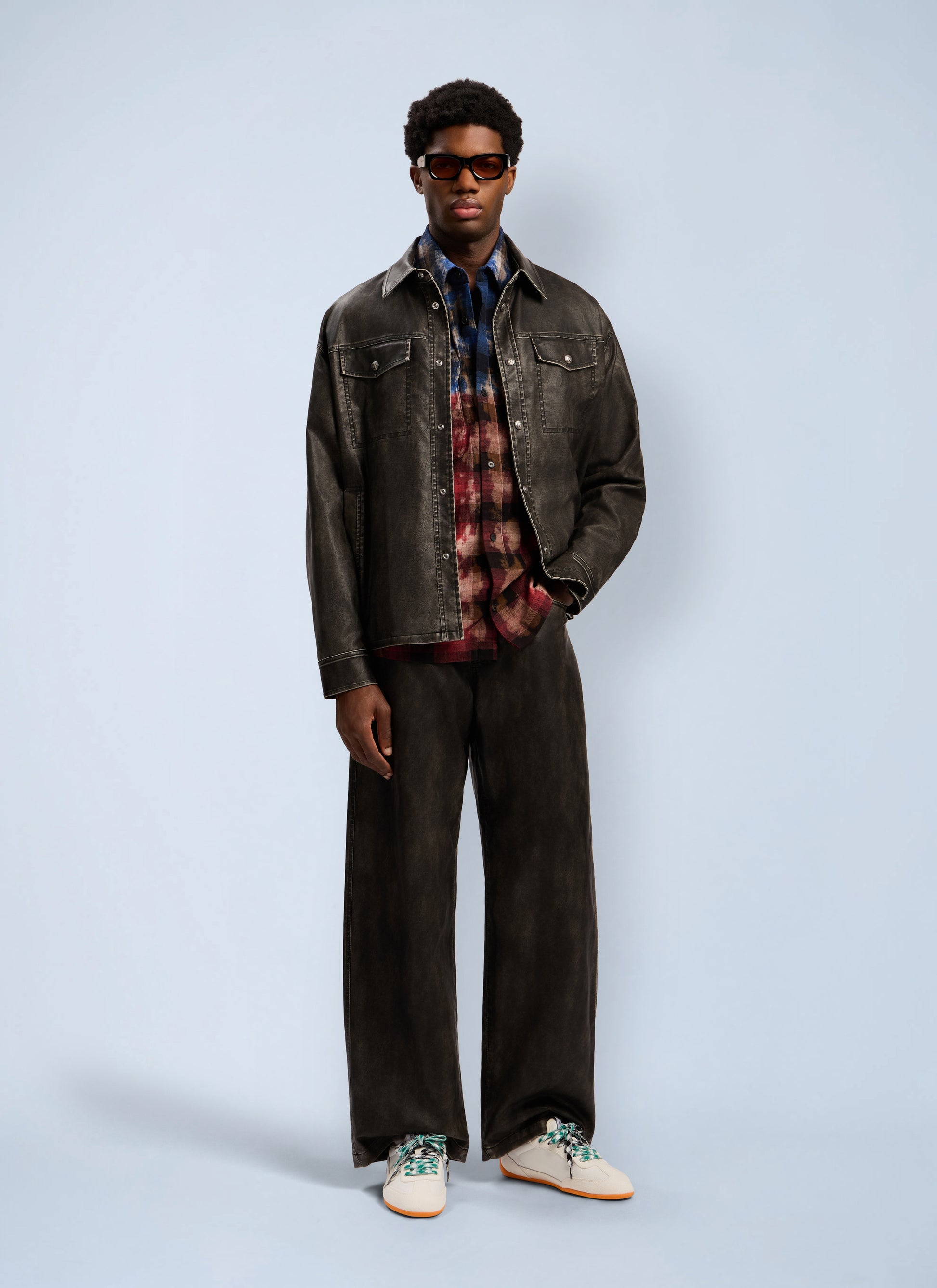 Palm Angels Men Curved Logo Check Shirt PALM ANGELS