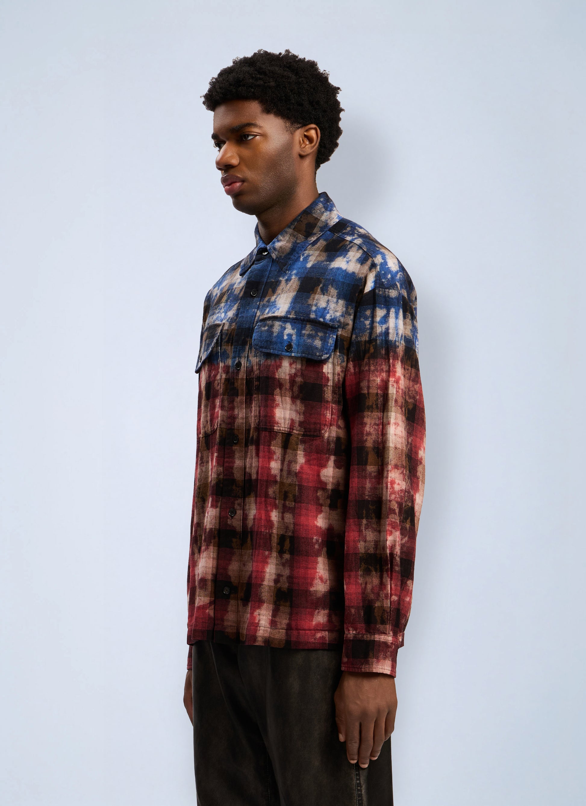 Palm Angels Men Curved Logo Check Shirt PALM ANGELS