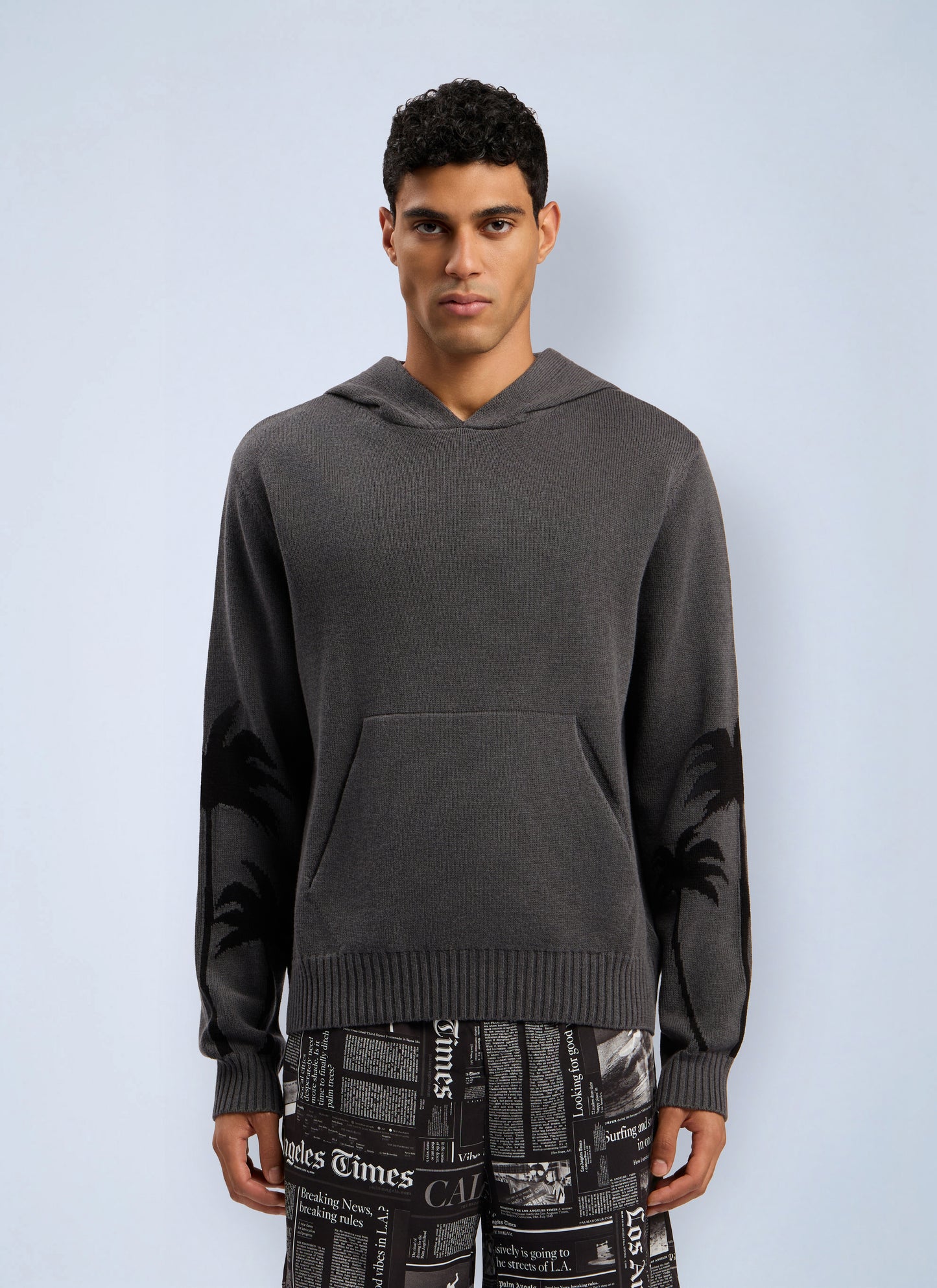 Palm Angels Men Back Palms Knit Hooded Sweatshirt PALM ANGELS