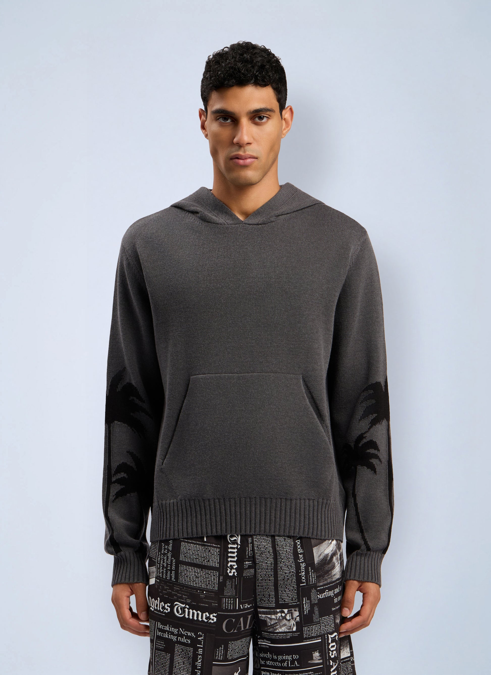 Palm Angels Men Back Palms Knit Hooded Sweatshirt PALM ANGELS