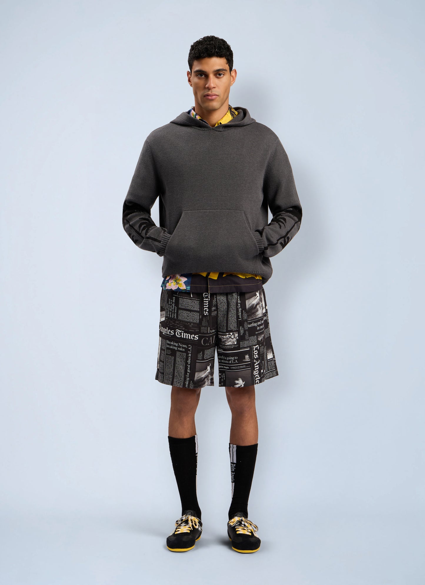 Palm Angels Men Back Palms Knit Hooded Sweatshirt PALM ANGELS