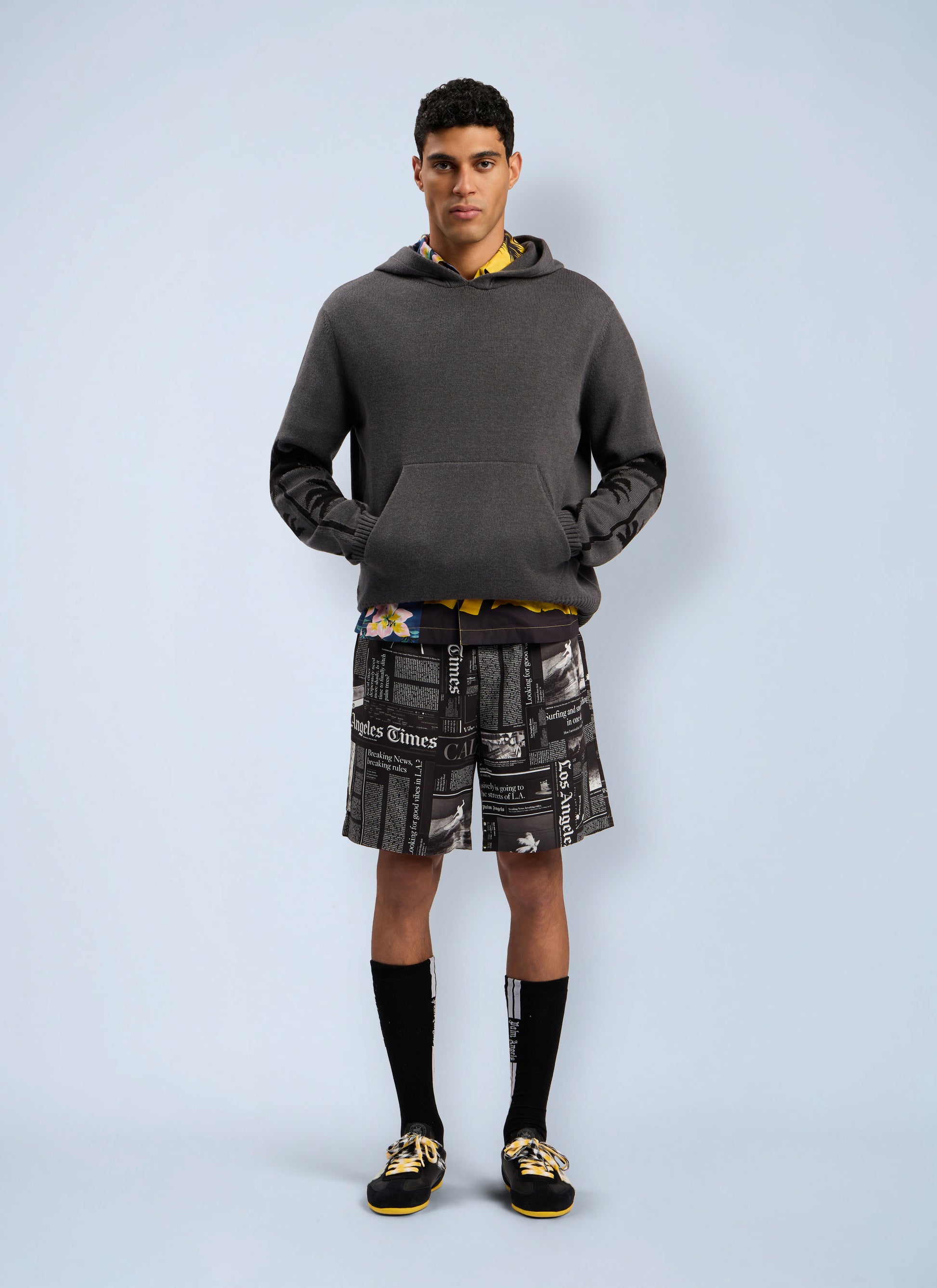 Palm Angels Men Back Palms Knit Hooded Sweatshirt PALM ANGELS