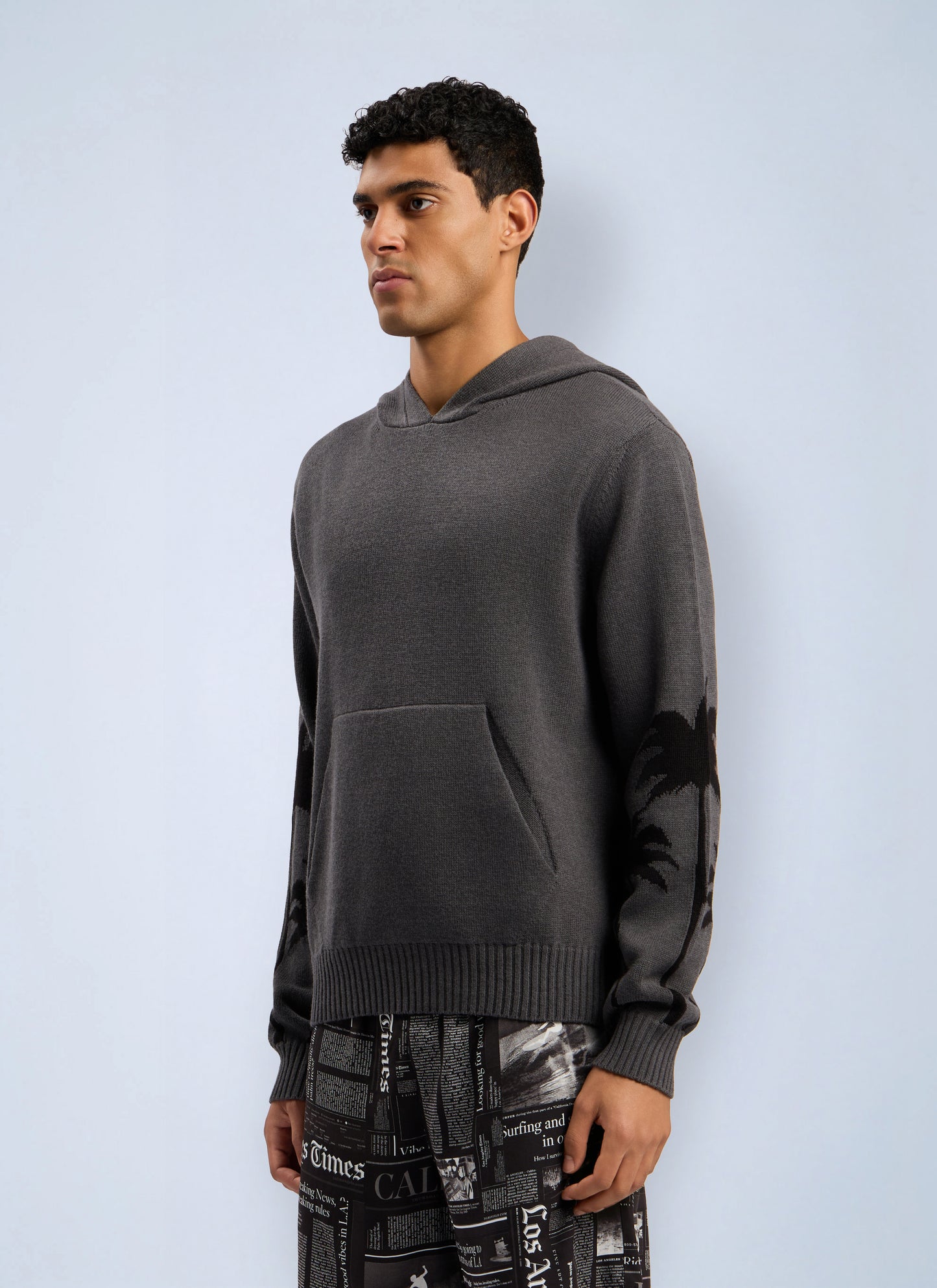 Palm Angels Men Back Palms Knit Hooded Sweatshirt PALM ANGELS