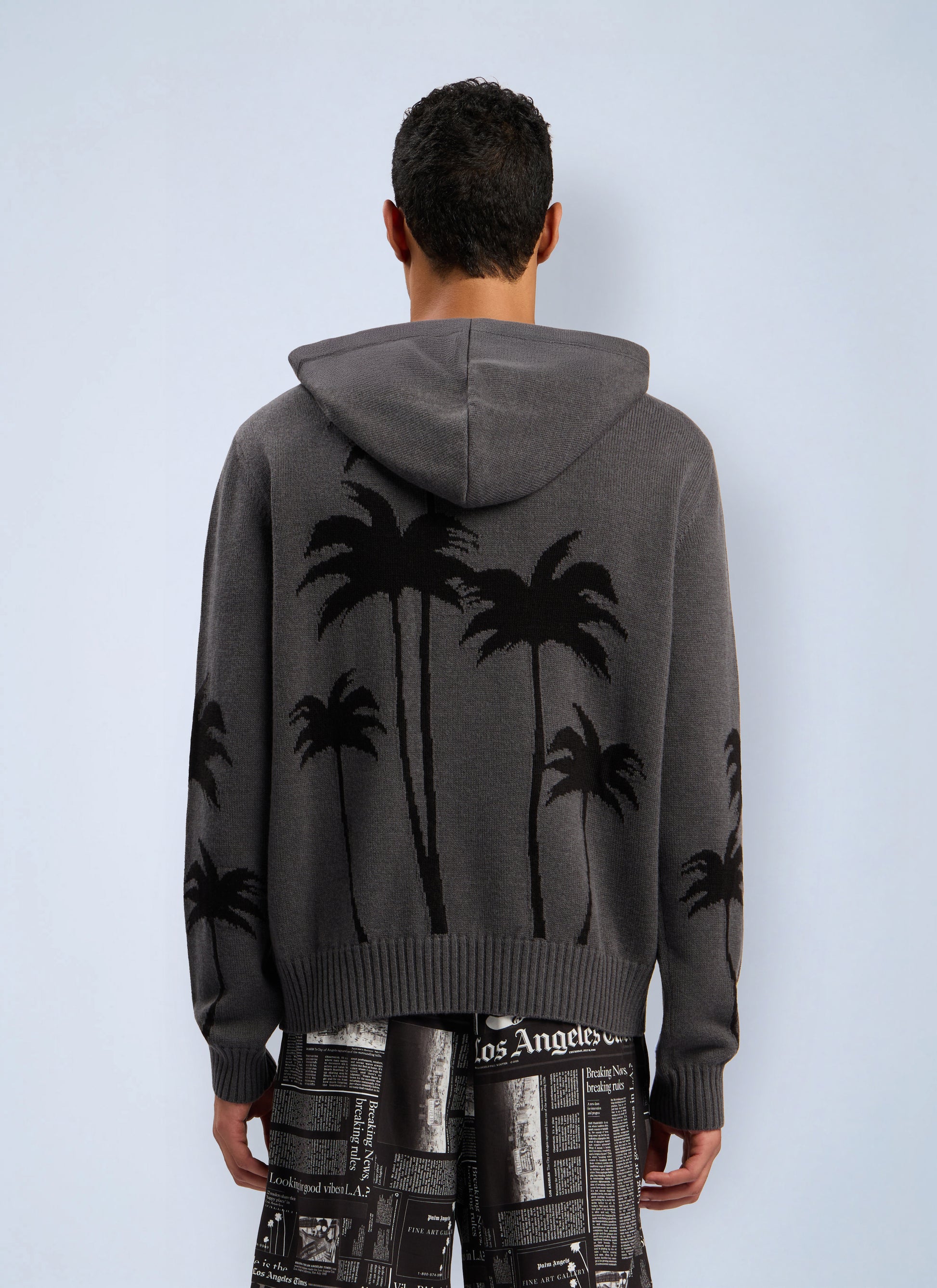 Palm Angels Men Back Palms Knit Hooded Sweatshirt PALM ANGELS