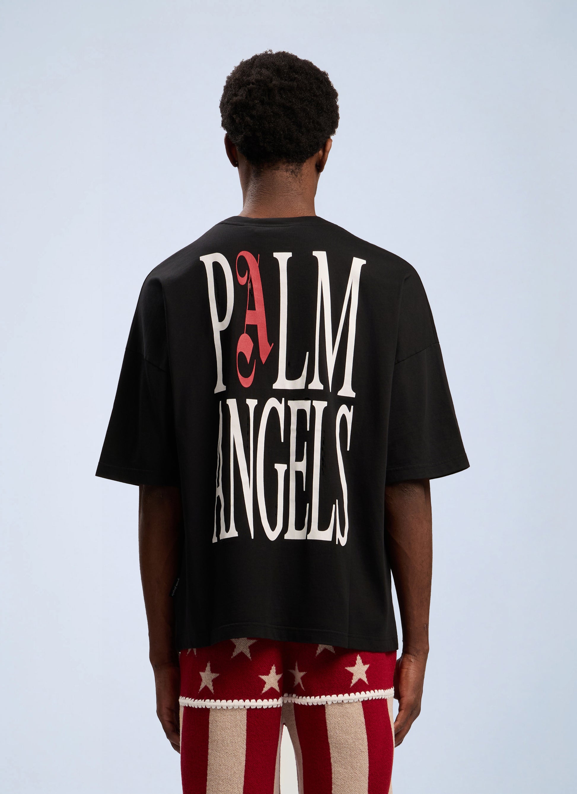 Palm Angels Men Flames Flag Loose T-Shirt PALM ANGELS