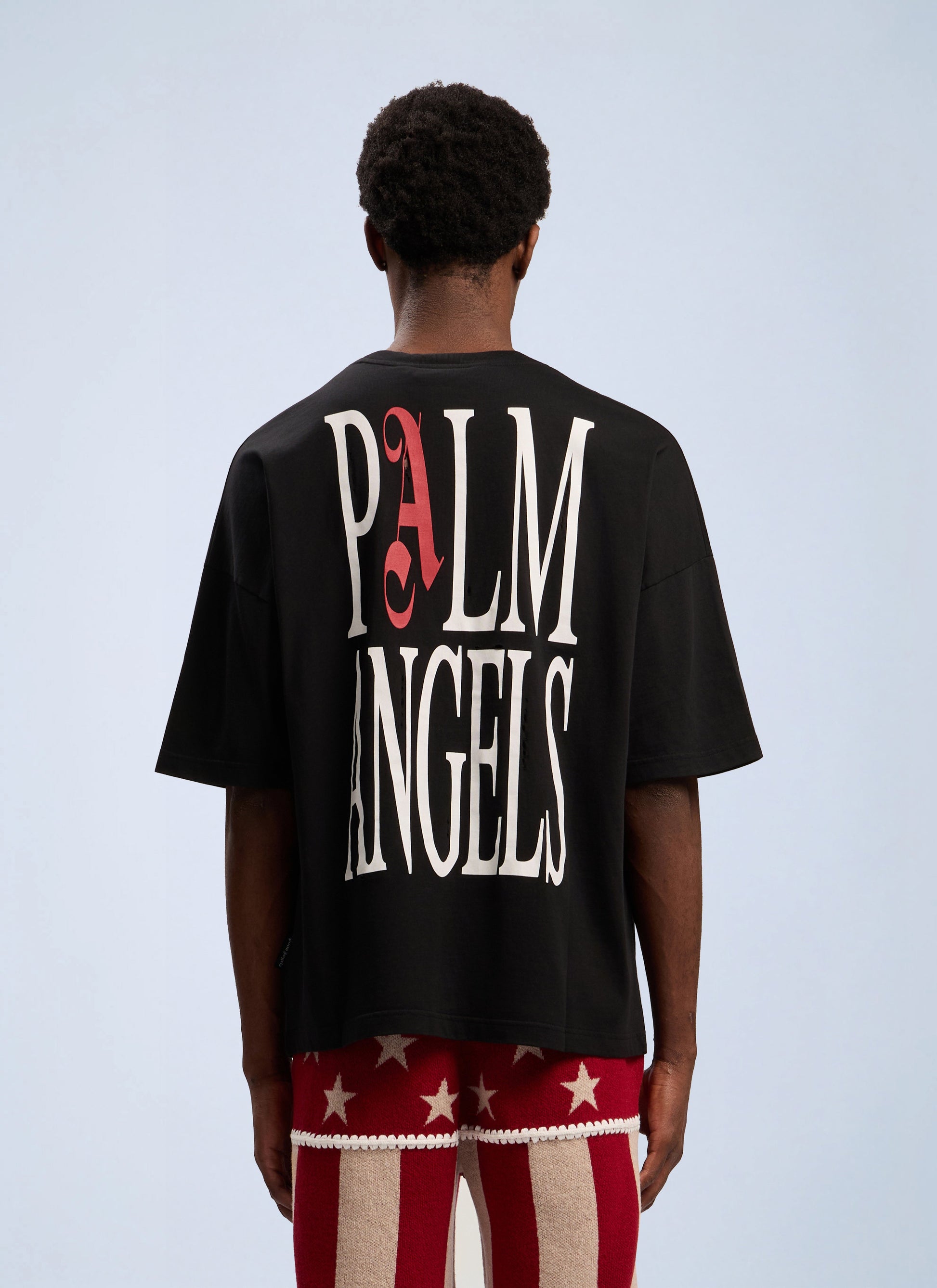 Palm Angels Men Flames Flag Loose T-Shirt PALM ANGELS