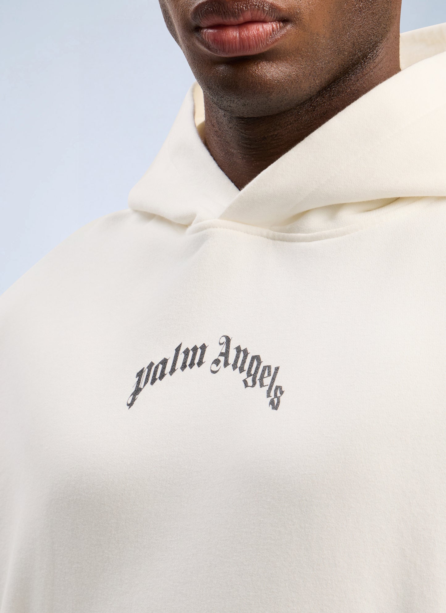 Palm Angels Men Back Curved Logo Loose Hooded Sweatshirt PALM ANGELS