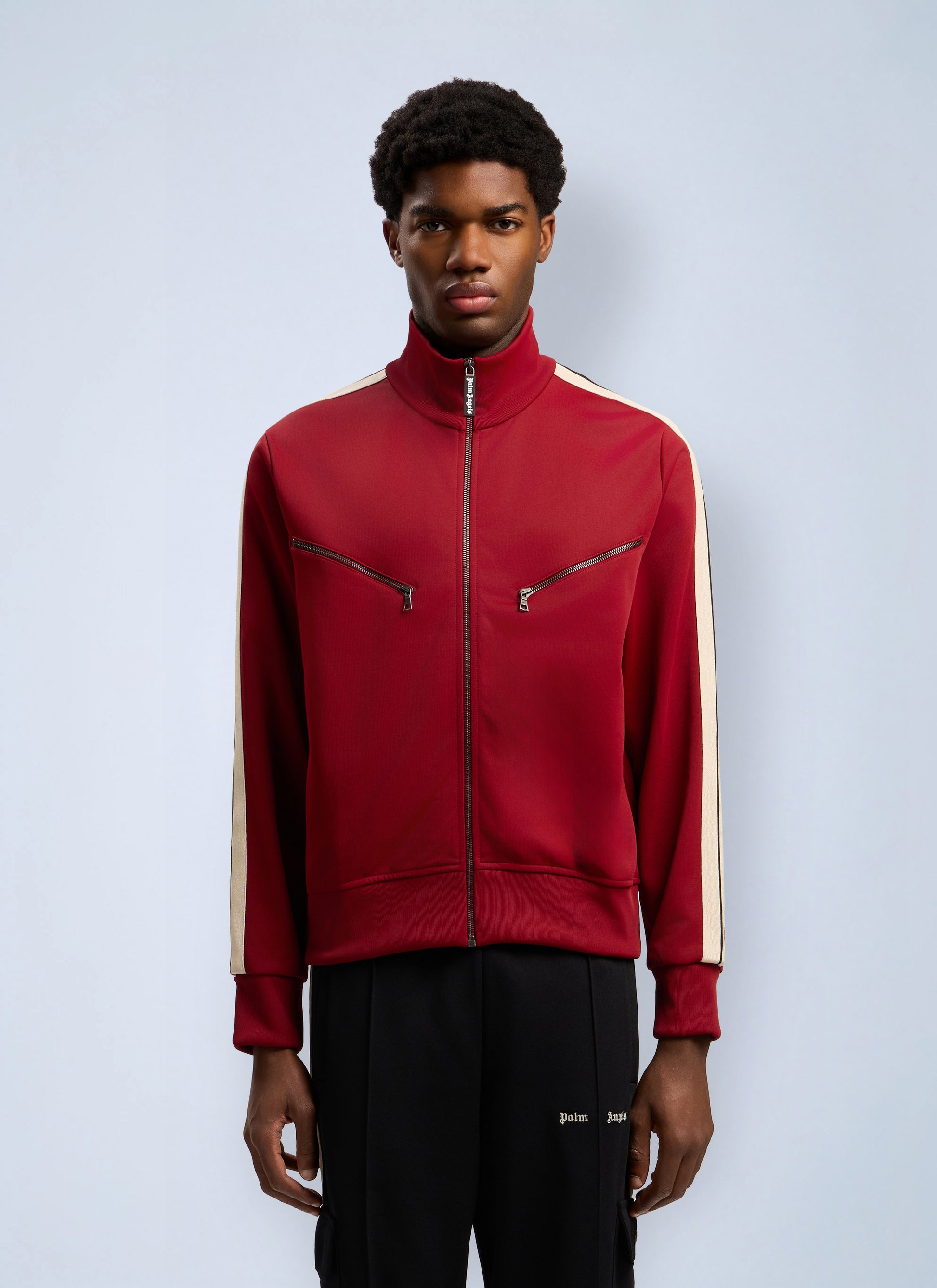 Palm Angels Men Curved Logo Zip-Up Track Jacket PALM ANGELS