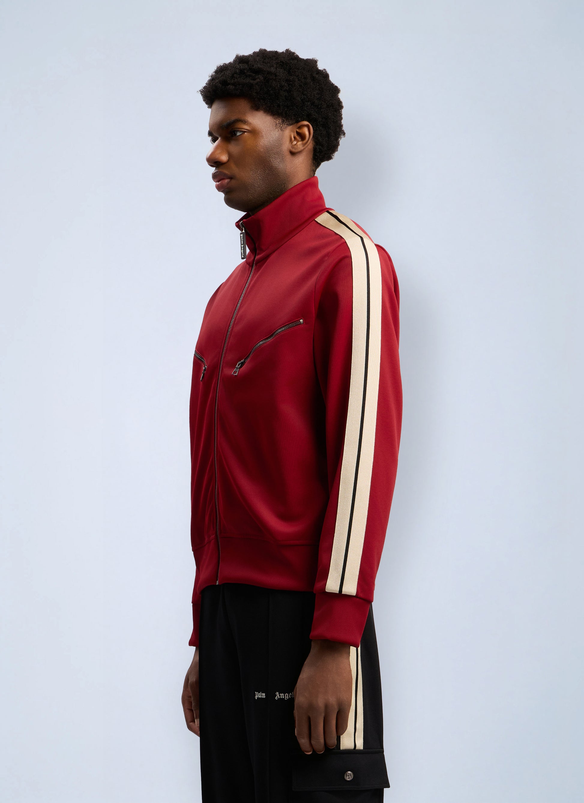 Palm Angels Men Curved Logo Zip-Up Track Jacket PALM ANGELS