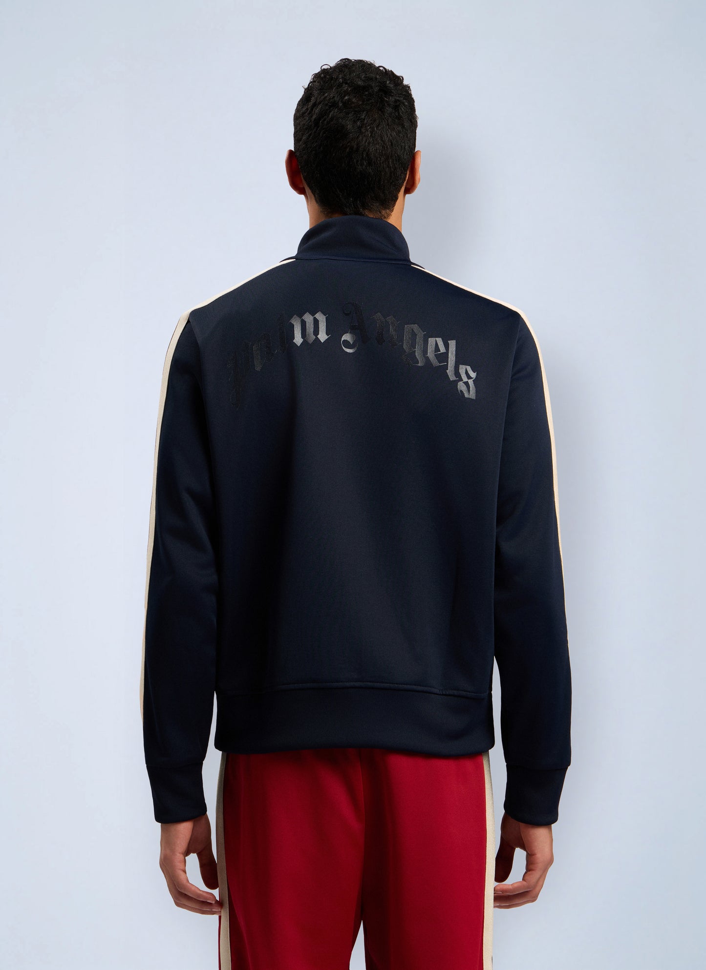 Palm Angels Men Curved Logo Zip-Up Track Jacket PALM ANGELS