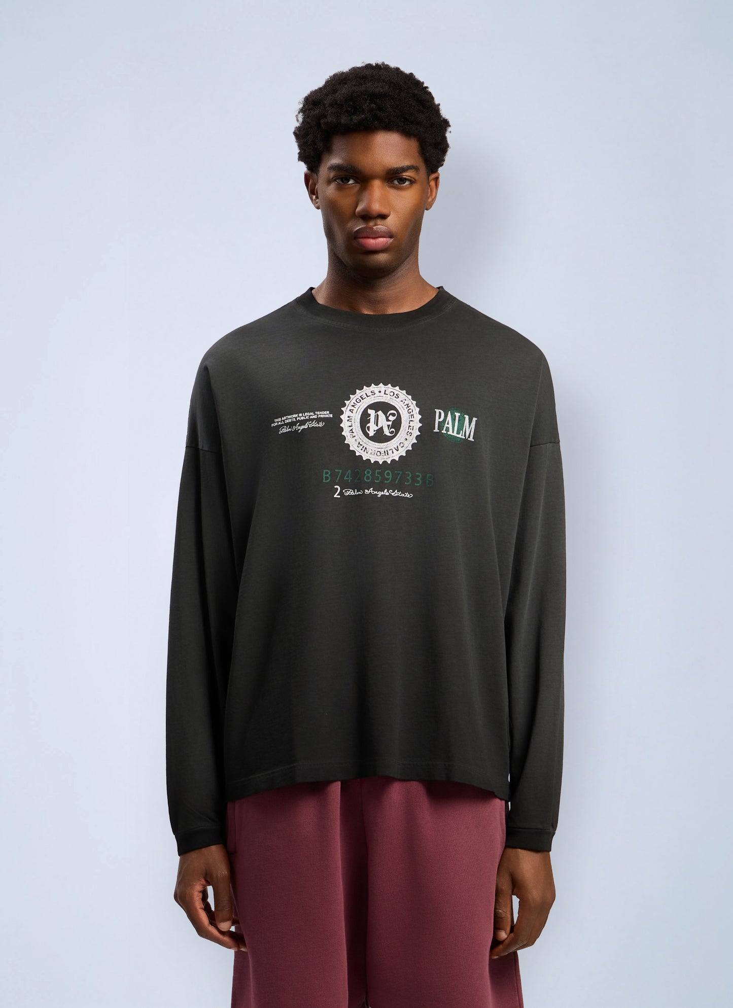 Palm Angels Men Dollar Graphic Long Sleeve T-Shirt PALM ANGELS
