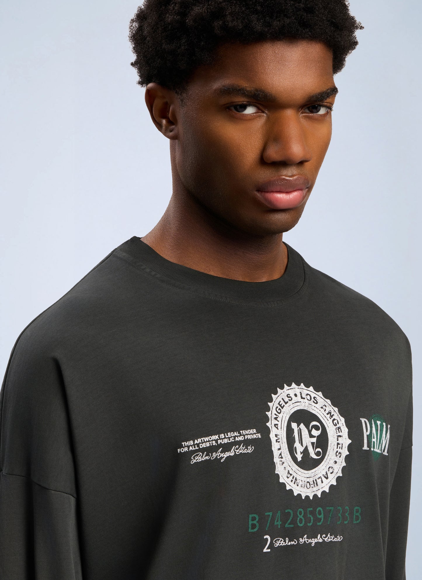Palm Angels Men Dollar Graphic Long Sleeve T-Shirt PALM ANGELS