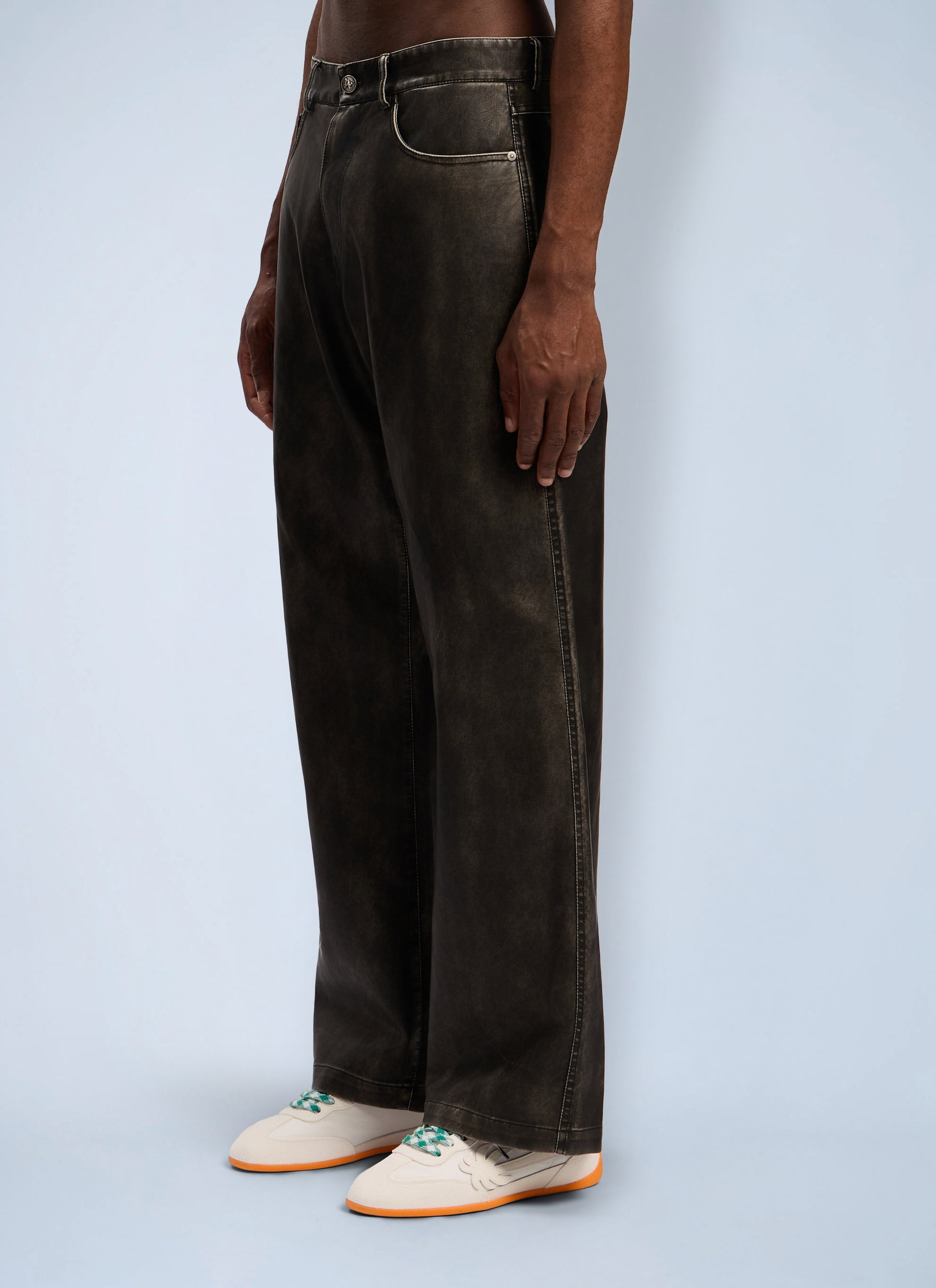 Palm Angels Men Curved Logo Coated Pants PALM ANGELS