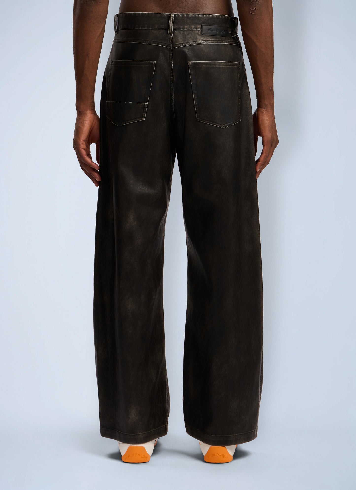 Palm Angels Men Curved Logo Coated Pants PALM ANGELS