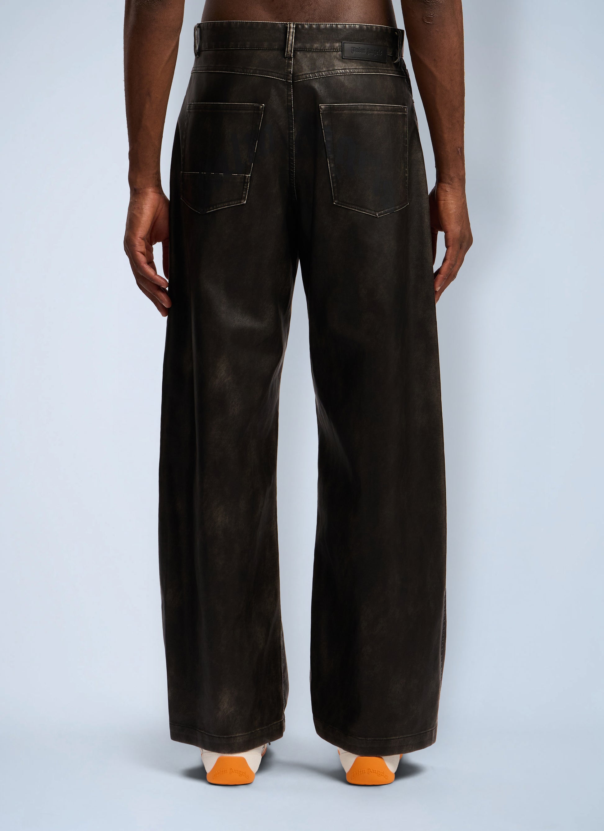 Palm Angels Men Curved Logo Coated Pants PALM ANGELS