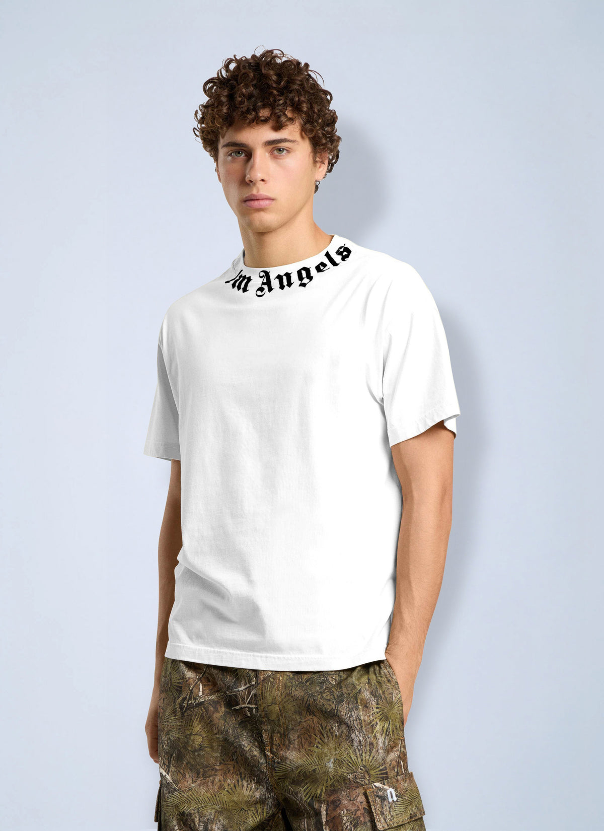 Palm Angels Men Neck Logo Regular Tee PALM ANGELS