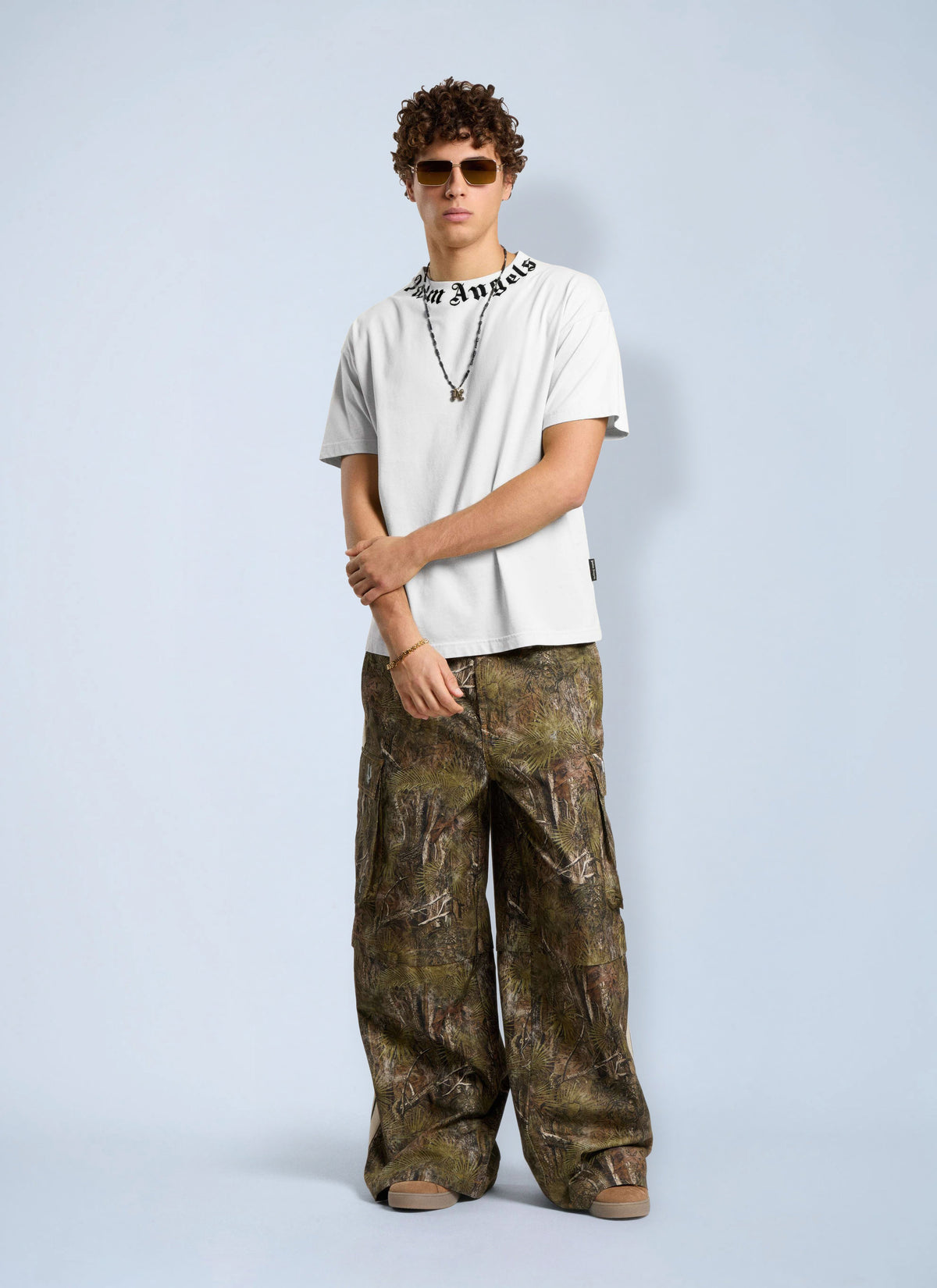 Palm Angels Men Neck Logo Regular Tee PALM ANGELS