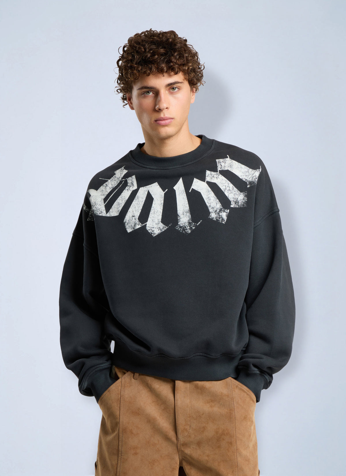 Palm Angels Men Big Neck Logo Loose Sweatshirt PALM ANGELS