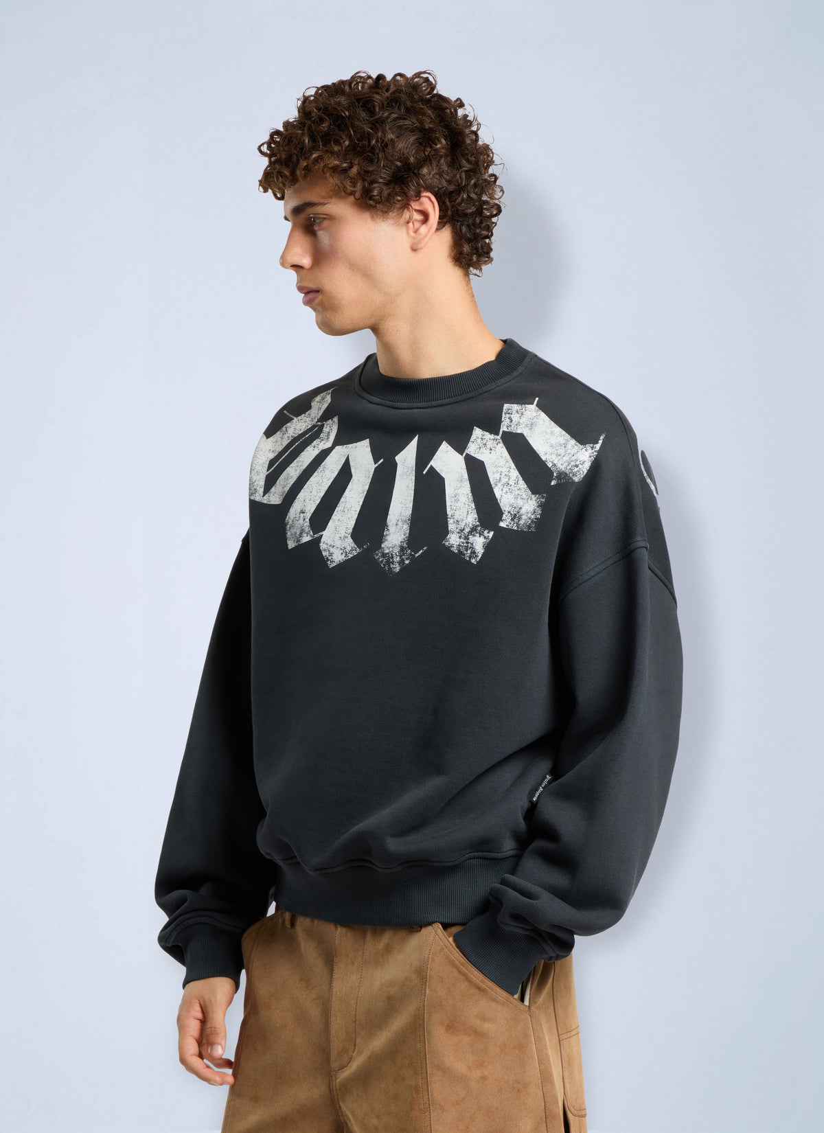 Palm Angels Men Big Neck Logo Loose Sweatshirt PALM ANGELS